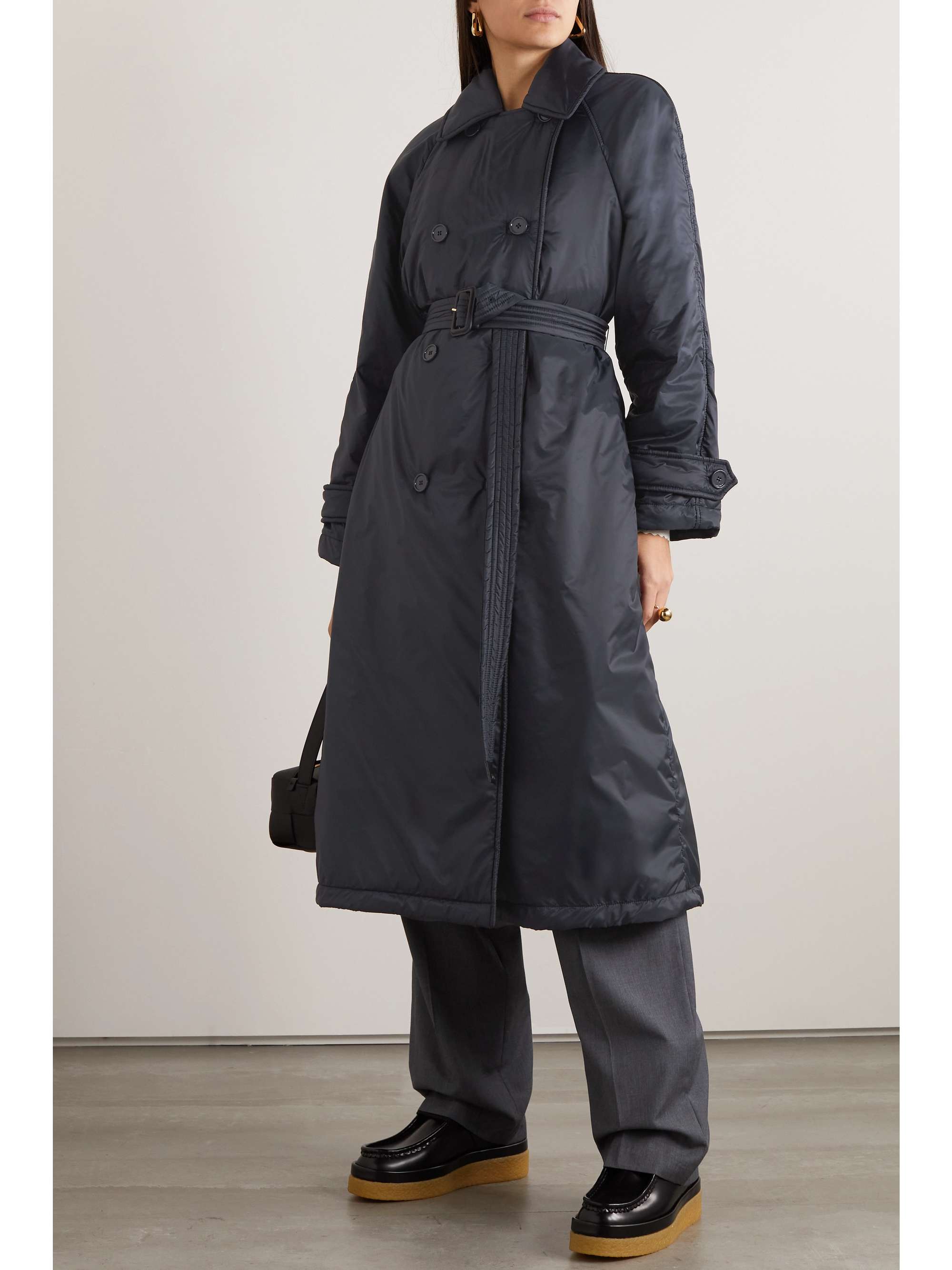 MAX MARA Cube Greent double-breasted padded shell trench coat