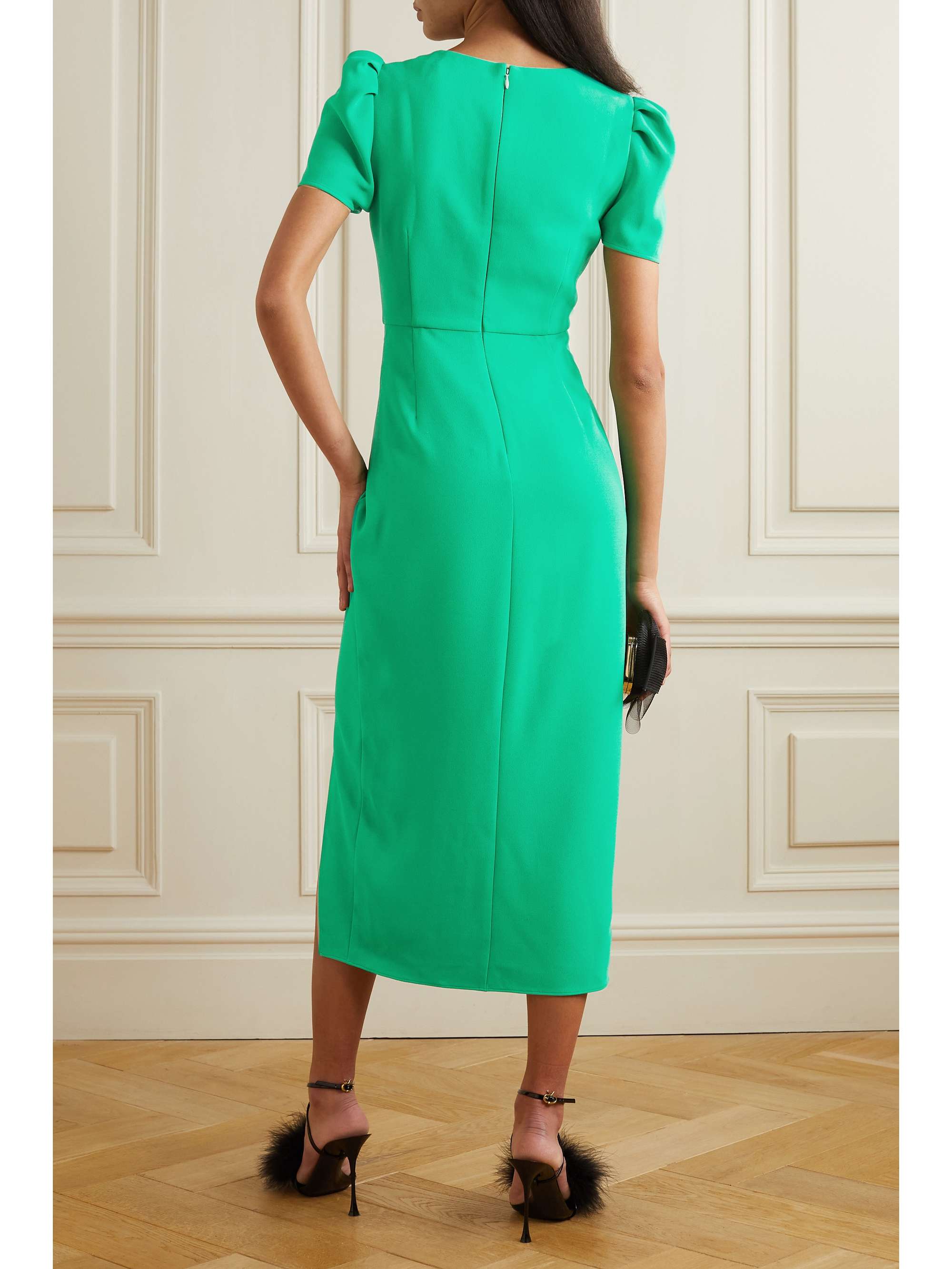 SELF-PORTRAIT Gathered crepe midi dress