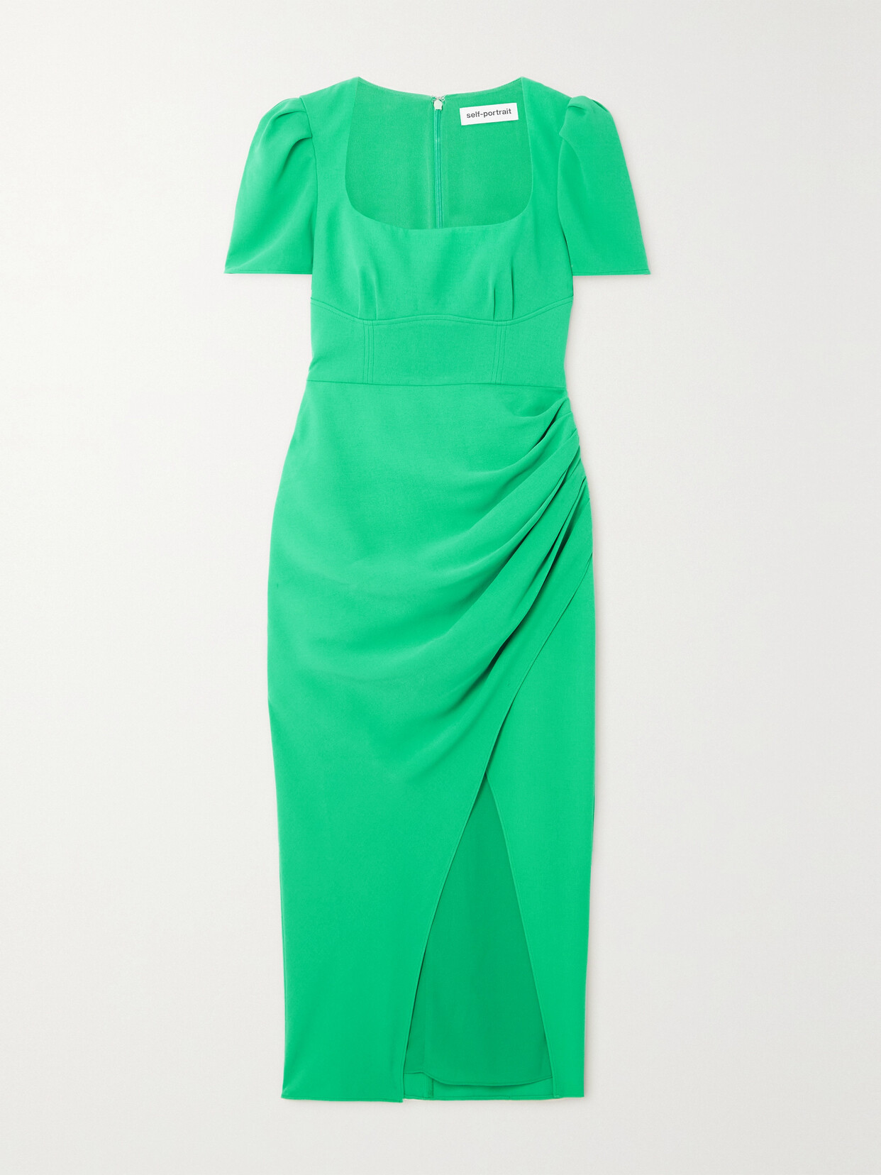 SELF-PORTRAIT GATHERED CREPE MIDI DRESS