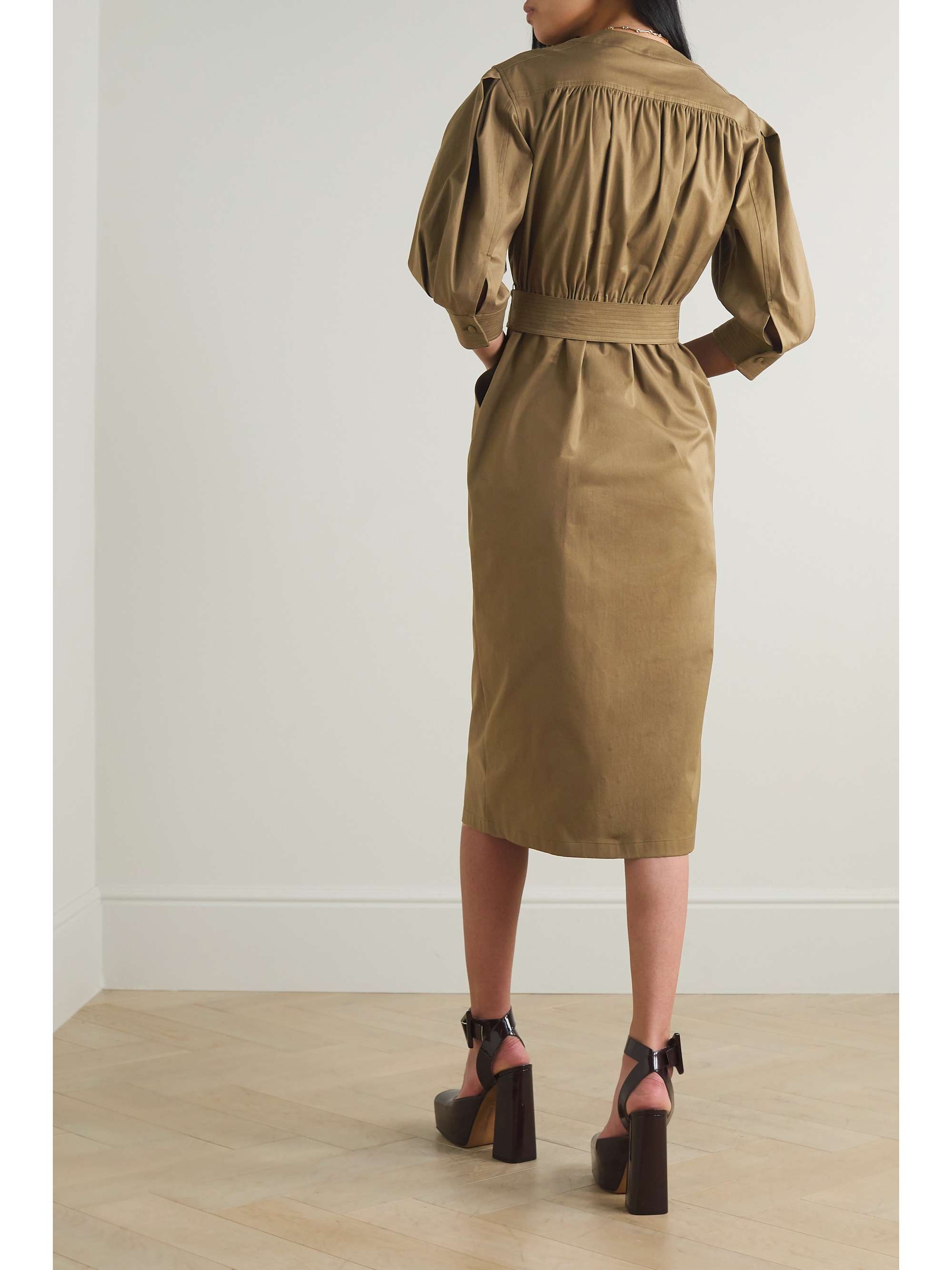 MAX MARA Ughetta belted stretch-cotton twill midi dress