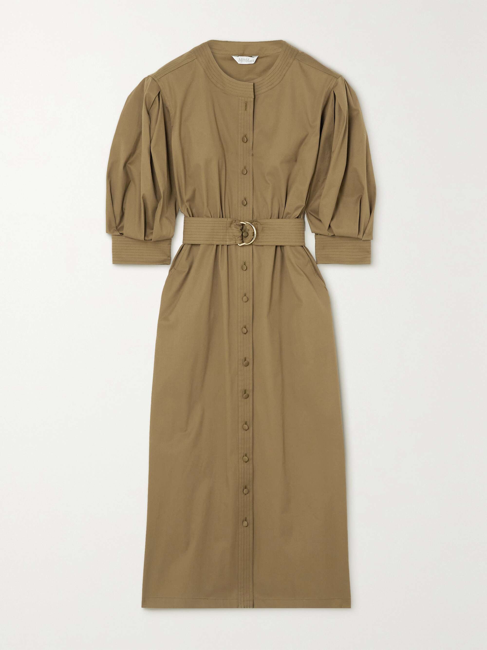 MAX MARA Ughetta belted stretch-cotton twill midi dress | NET-A-PORTER