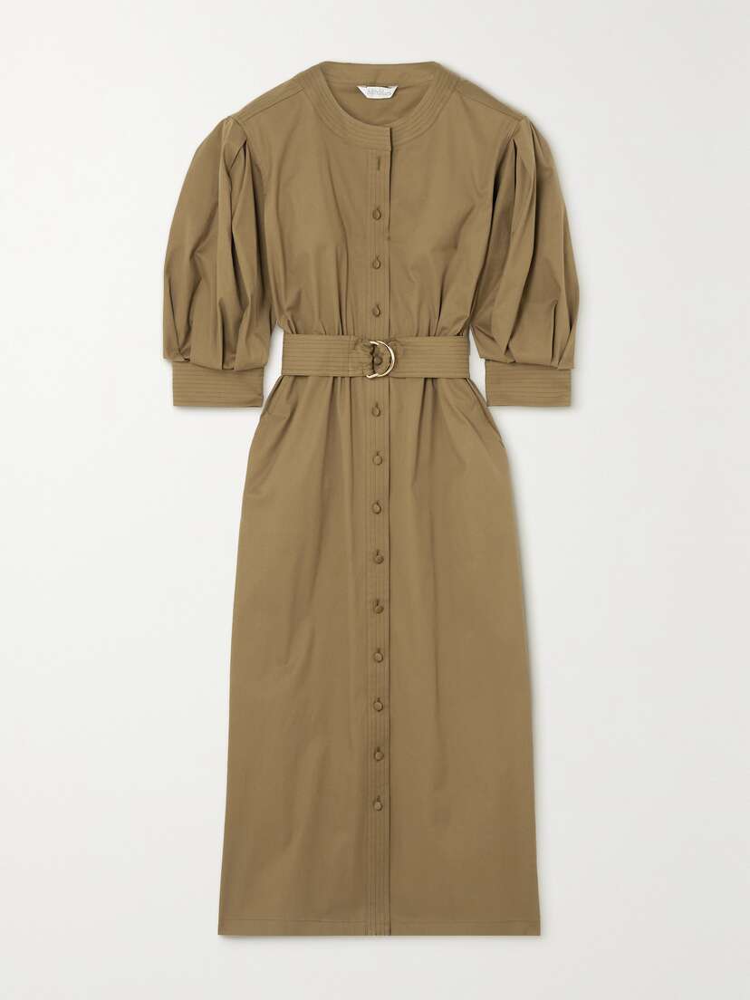 Max Mara Ughetta Belted Stretch-cotton Twill Midi Dress