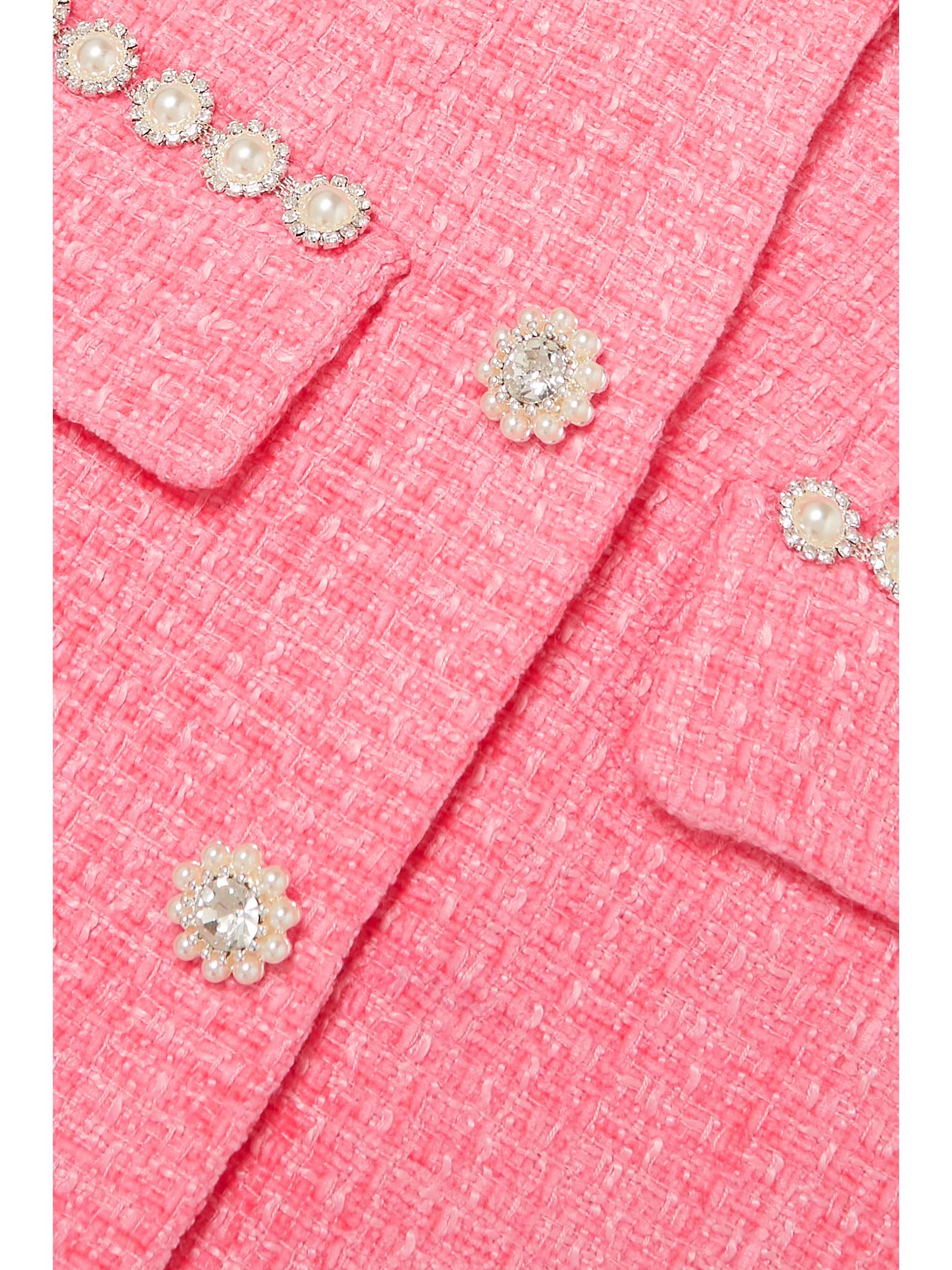 SELF-PORTRAIT Embellished bouclé-tweed mini skirt