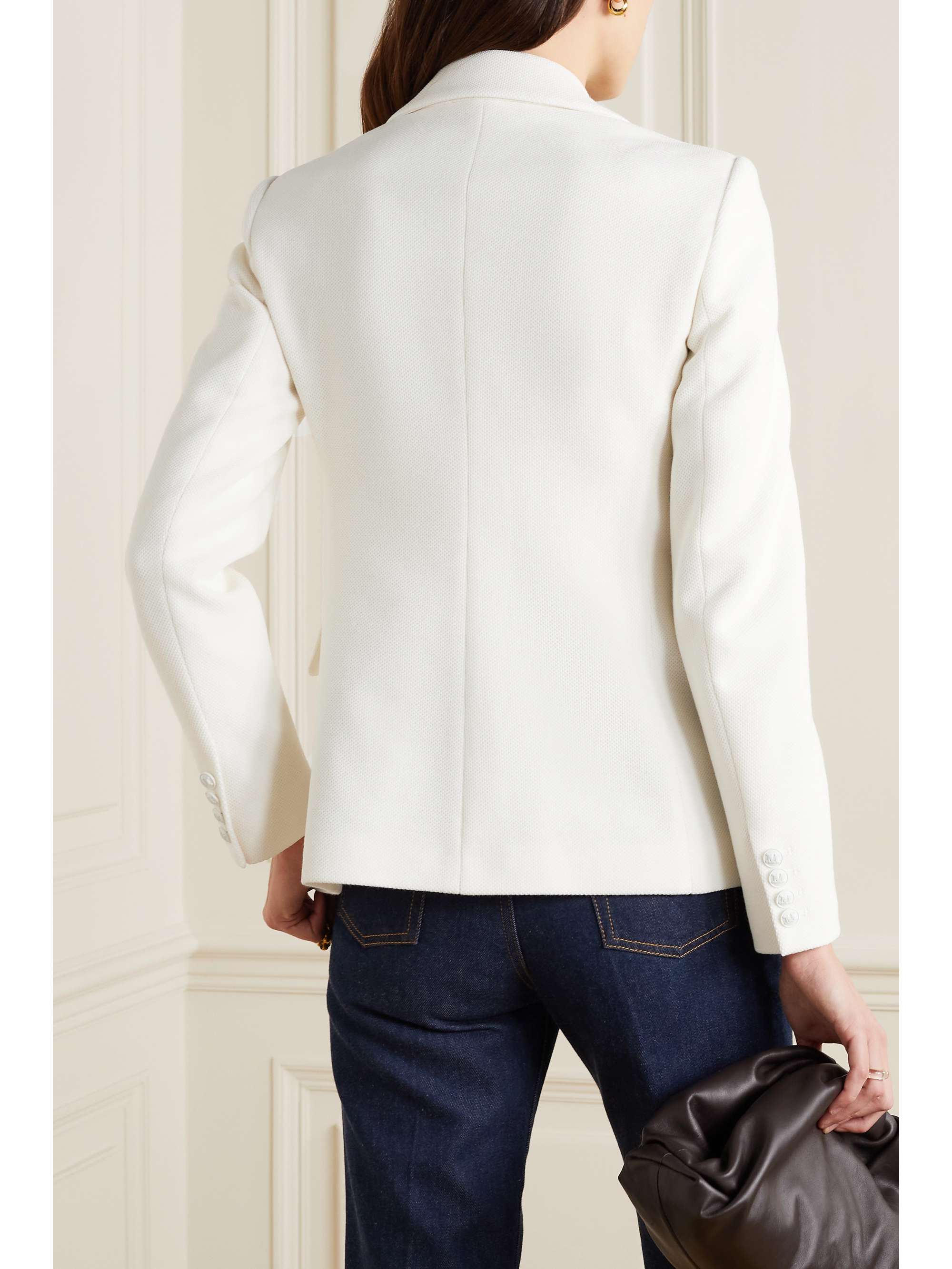 MAX MARA Stresa double-breasted honeycomb-knit wool and cotton-blend blazer