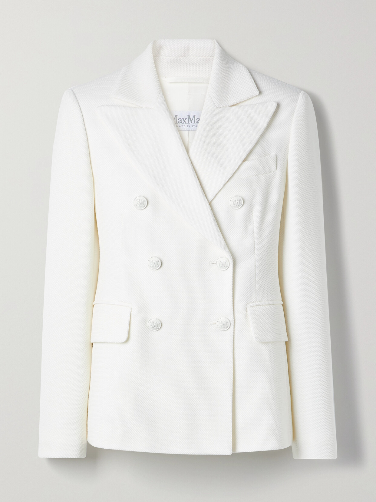 Max Mara - Stresa Double-breasted Honeycomb-knit Wool And Cotton-blend Blazer - White