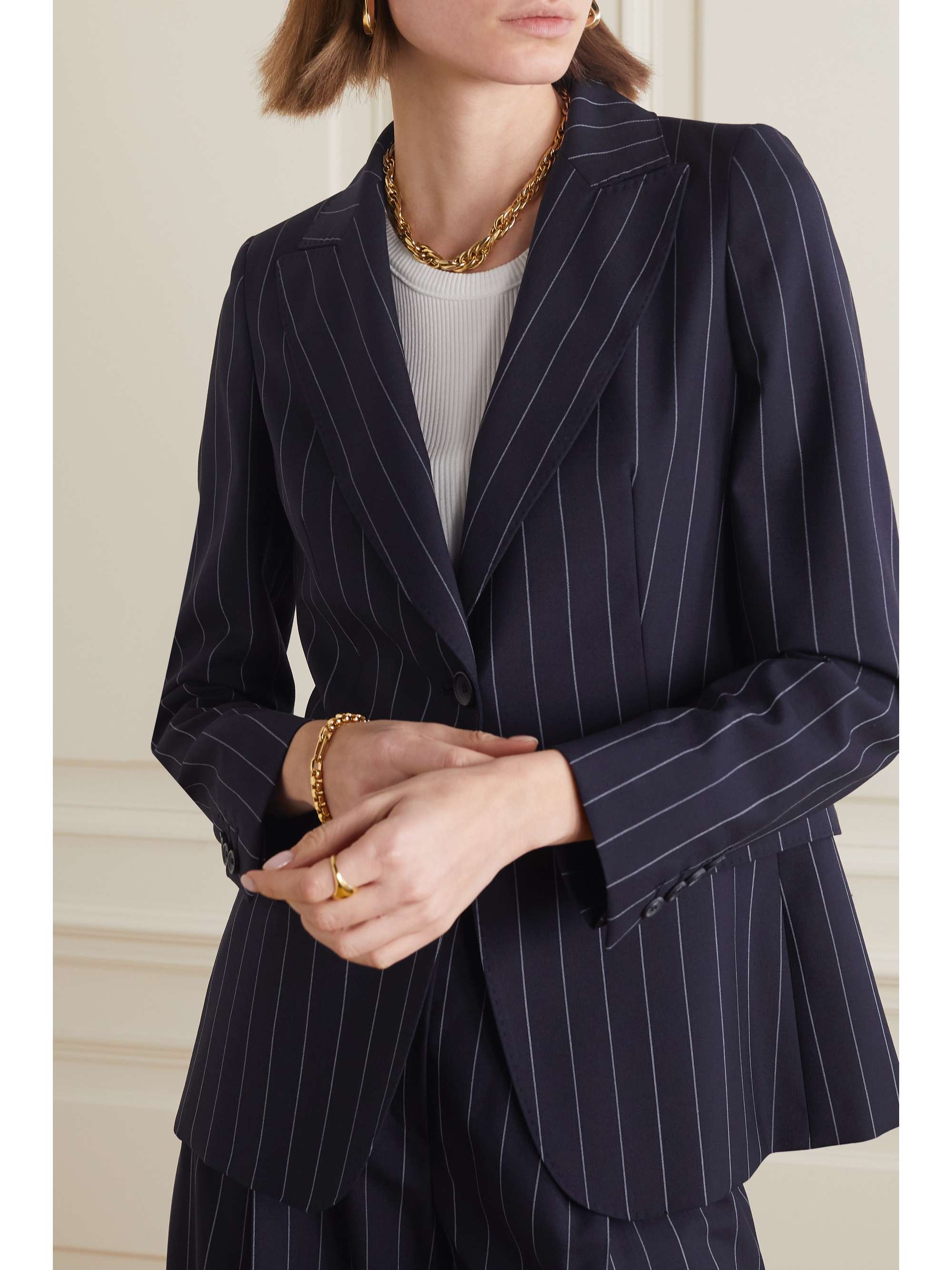 MAX MARA Galosce pinstriped wool blazer