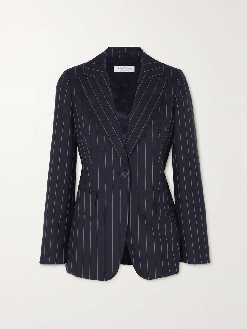 Max Mara Galosce Pinstriped Wool Blazer