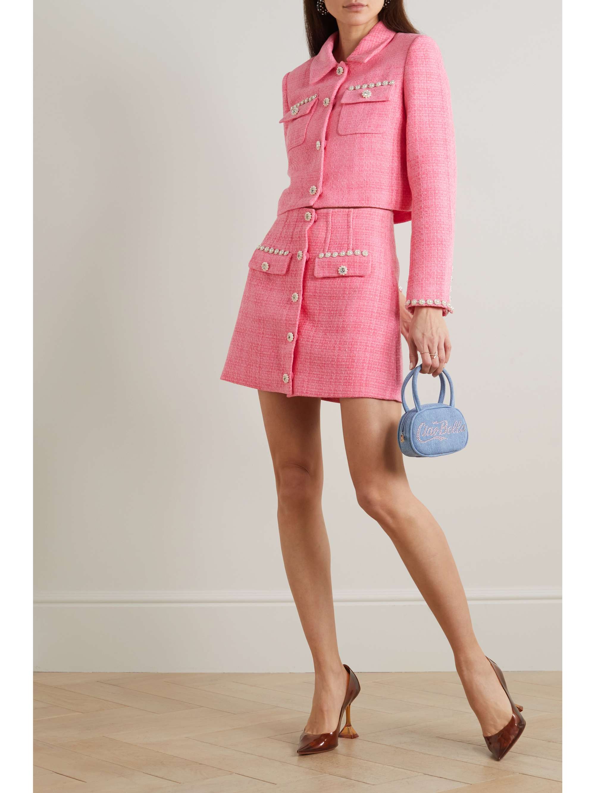 SELF-PORTRAIT Embellished bouclé-tweed jacket