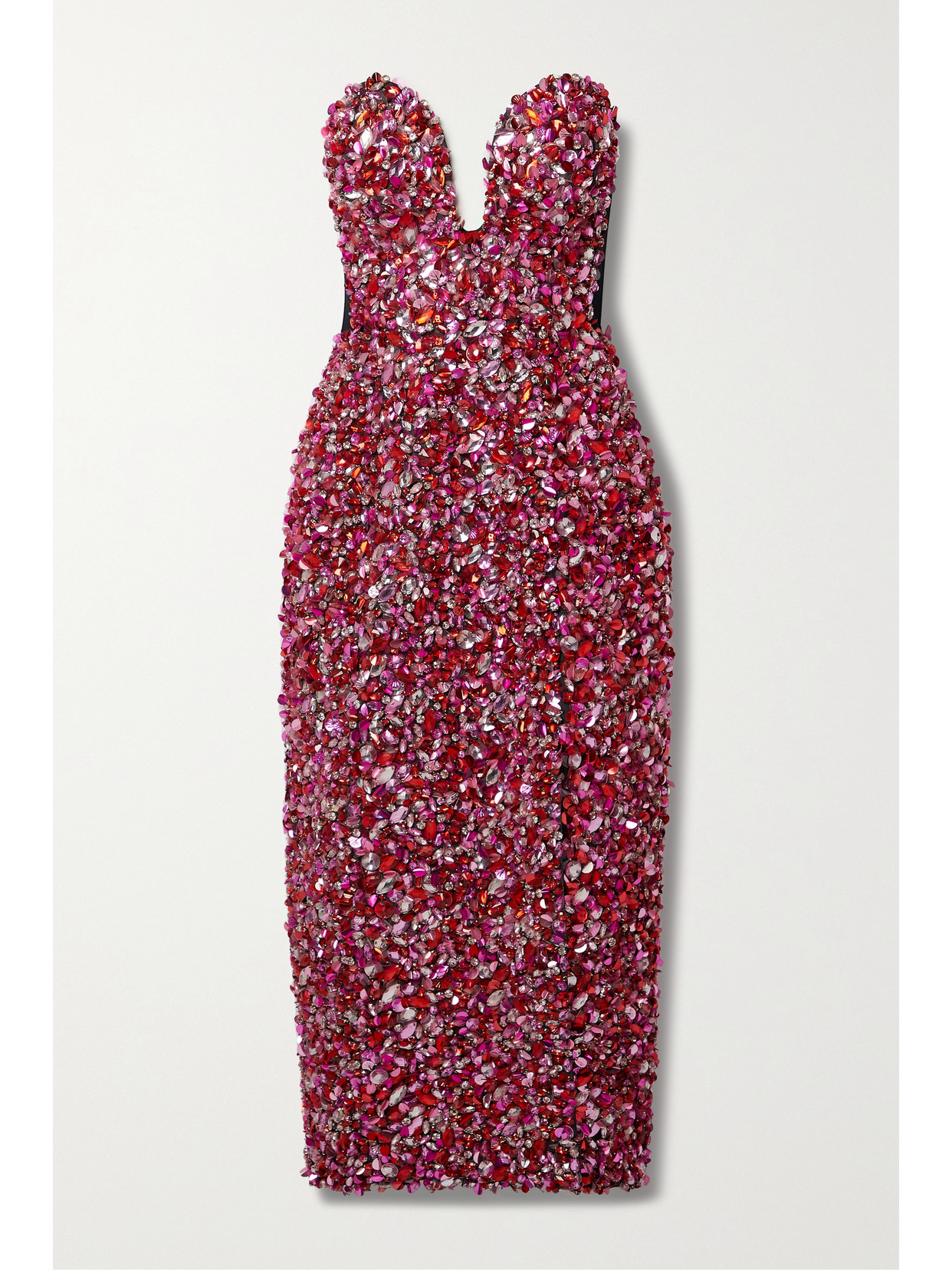 Carolina Herrera Strapless Mesh-trimmed Embellished Faille Midi Dress