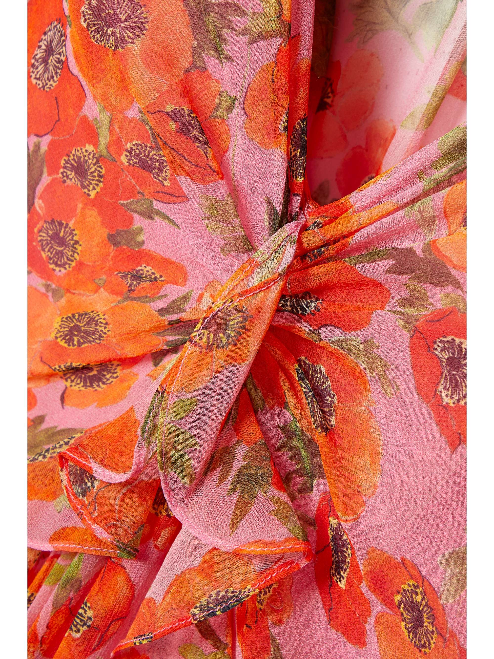 CAROLINA HERRERA Cape-effect ruffled floral-print silk-chiffon gown