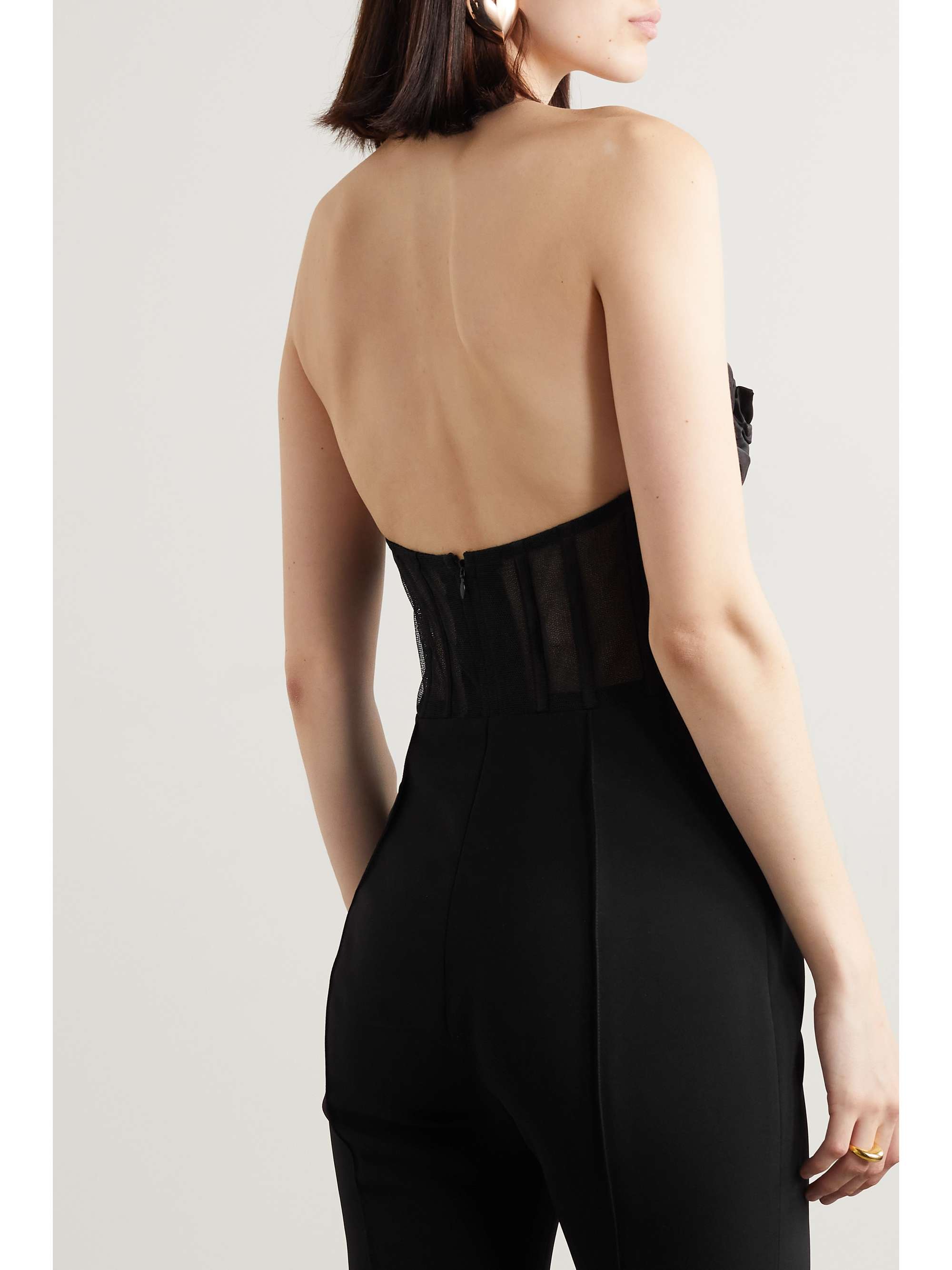 CAROLINA HERRERA Strapless pleated taffeta, tulle and crepe jumpsuit