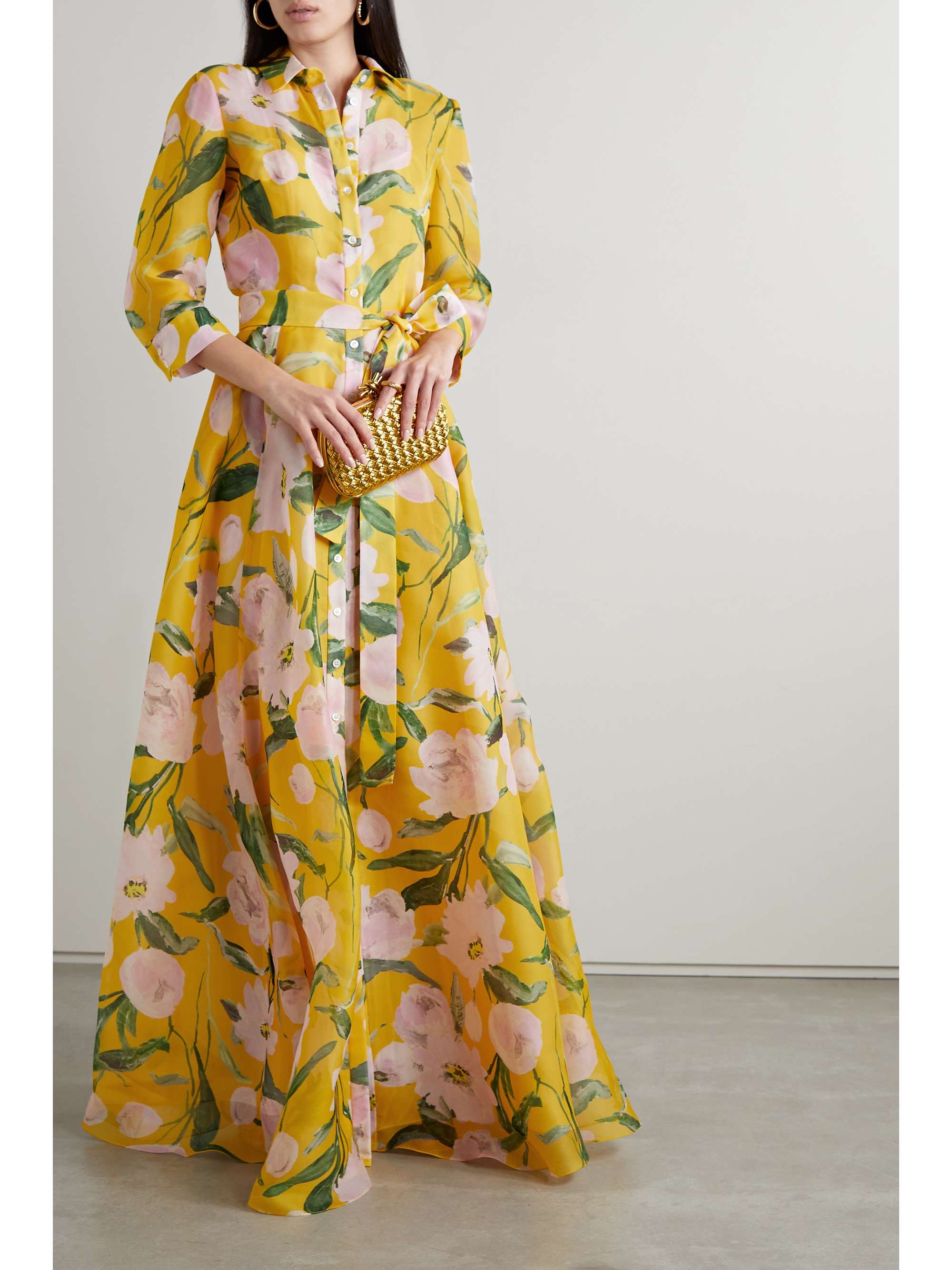 CAROLINA HERRERA Belted floral-print silk-organza gown | NET-A-PORTER