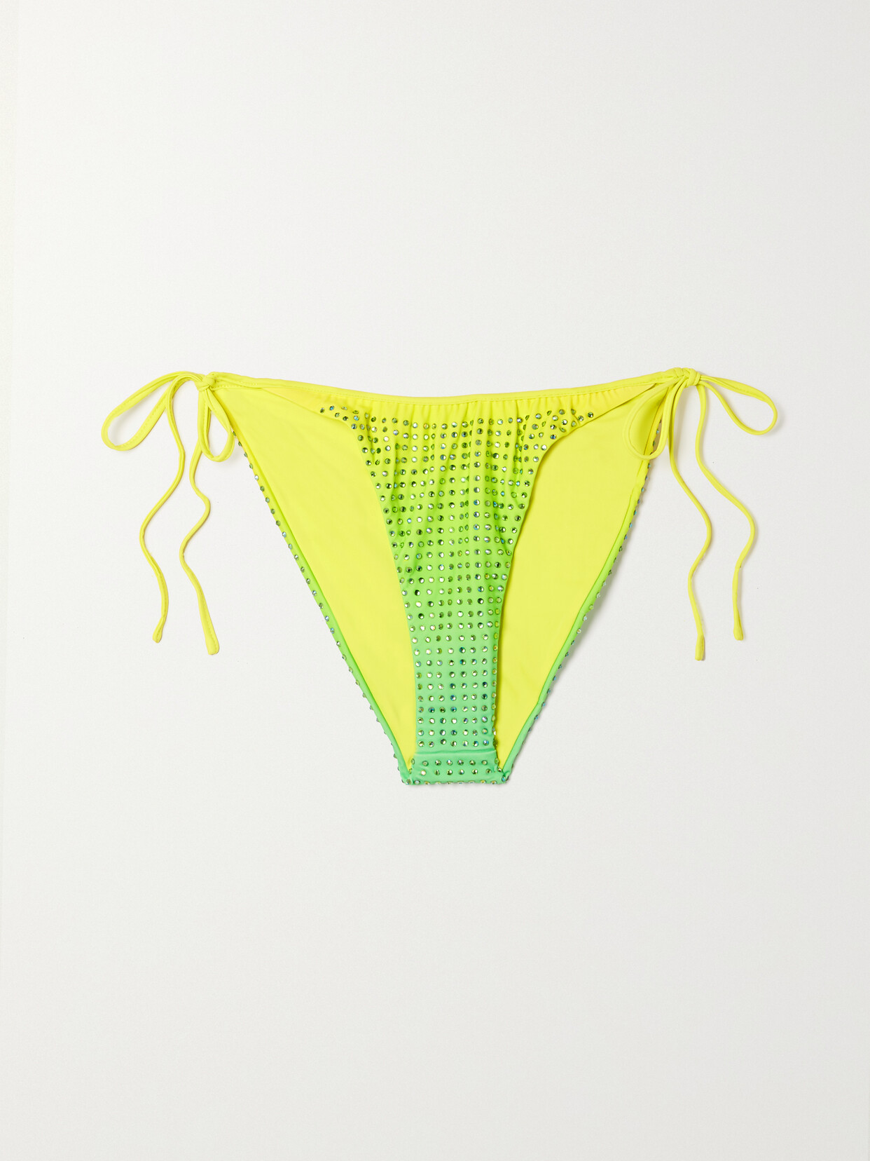 Self-Portrait Crystal-embellished Ombré Bikini Briefs - Green