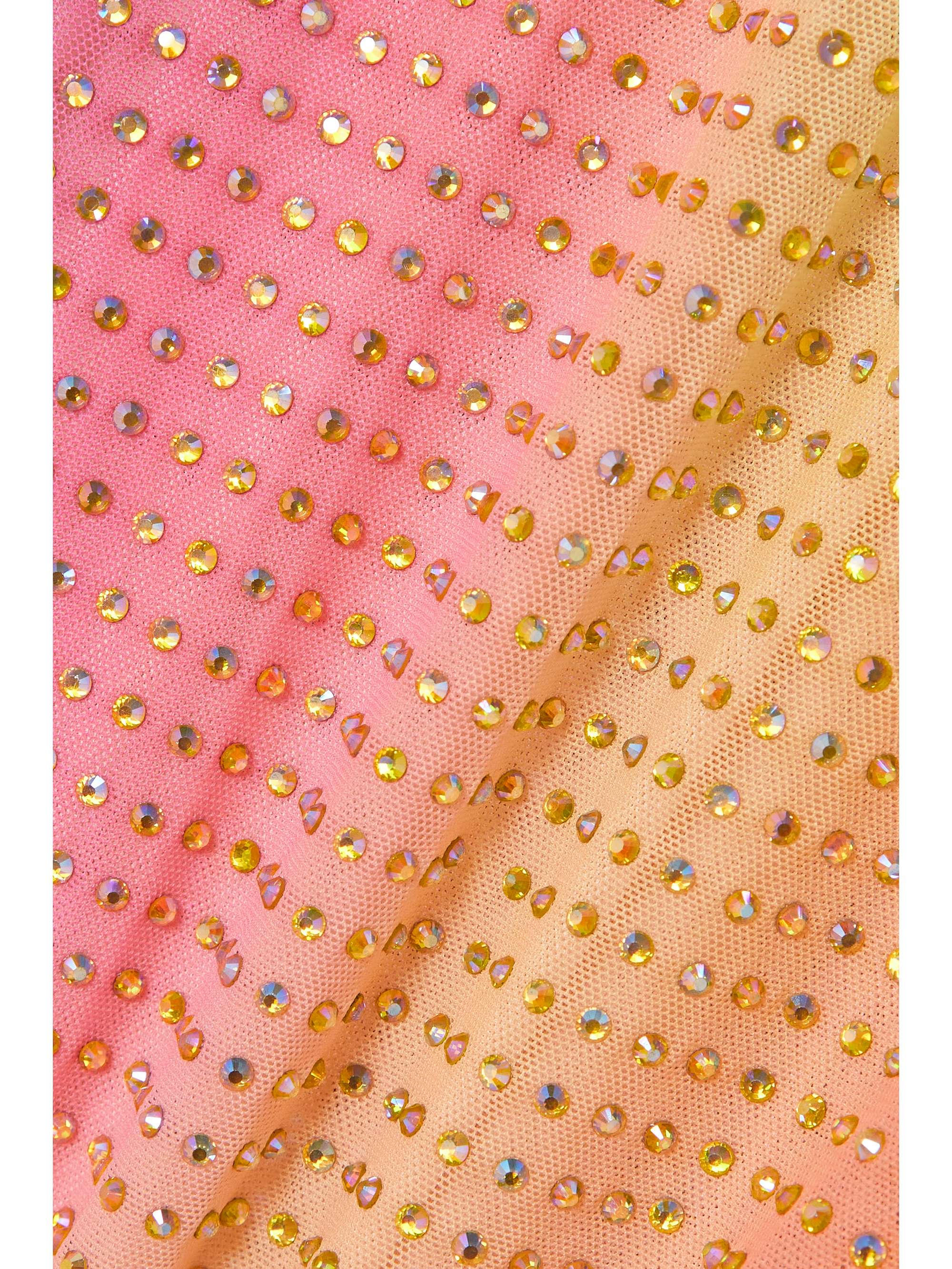 SELF-PORTRAIT Crystal-embellished ombré stretch-mesh maxi dress
