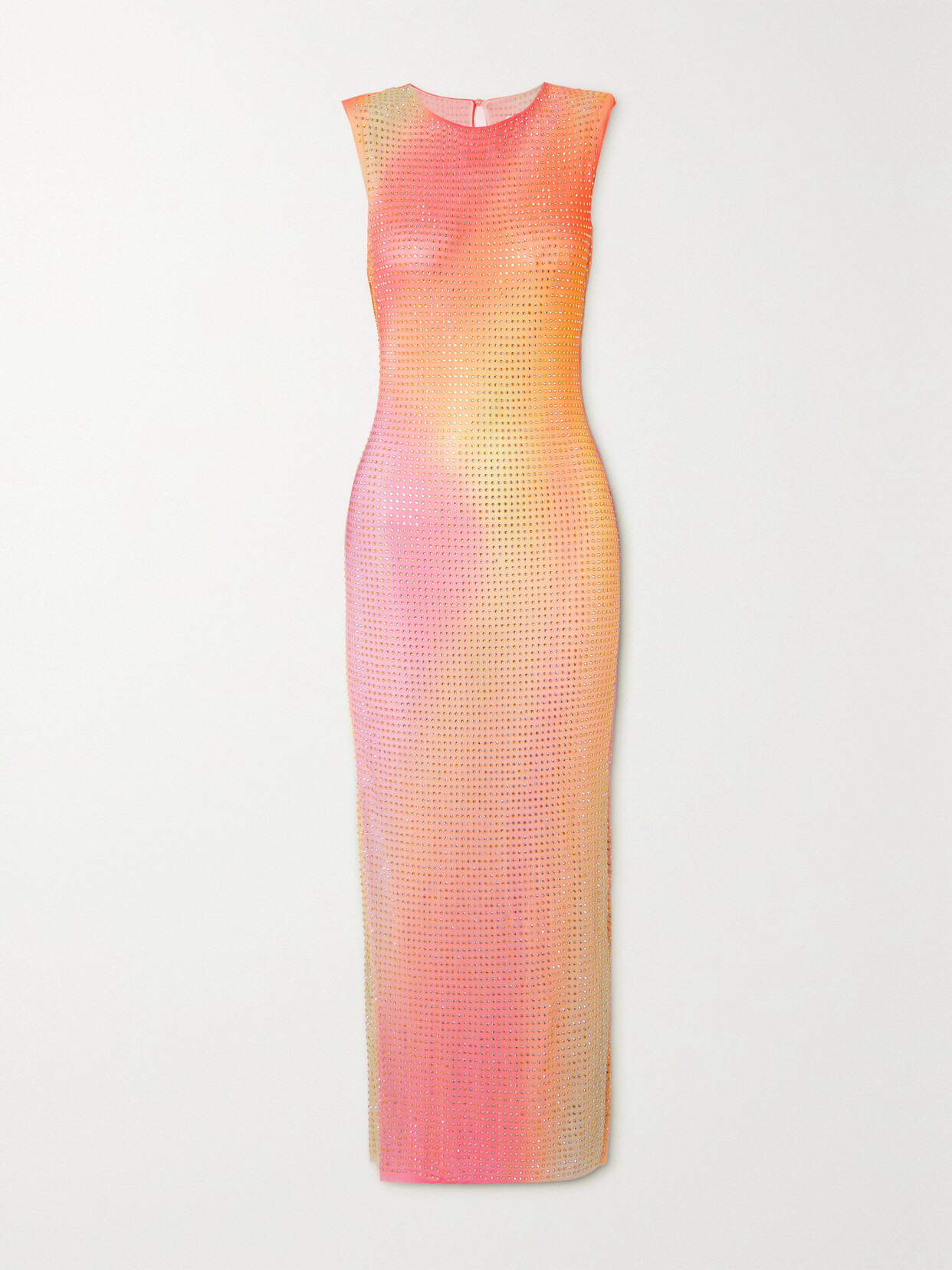 Self-Portrait - Crystal-embellished Ombré Stretch-mesh Maxi Dress - Pink