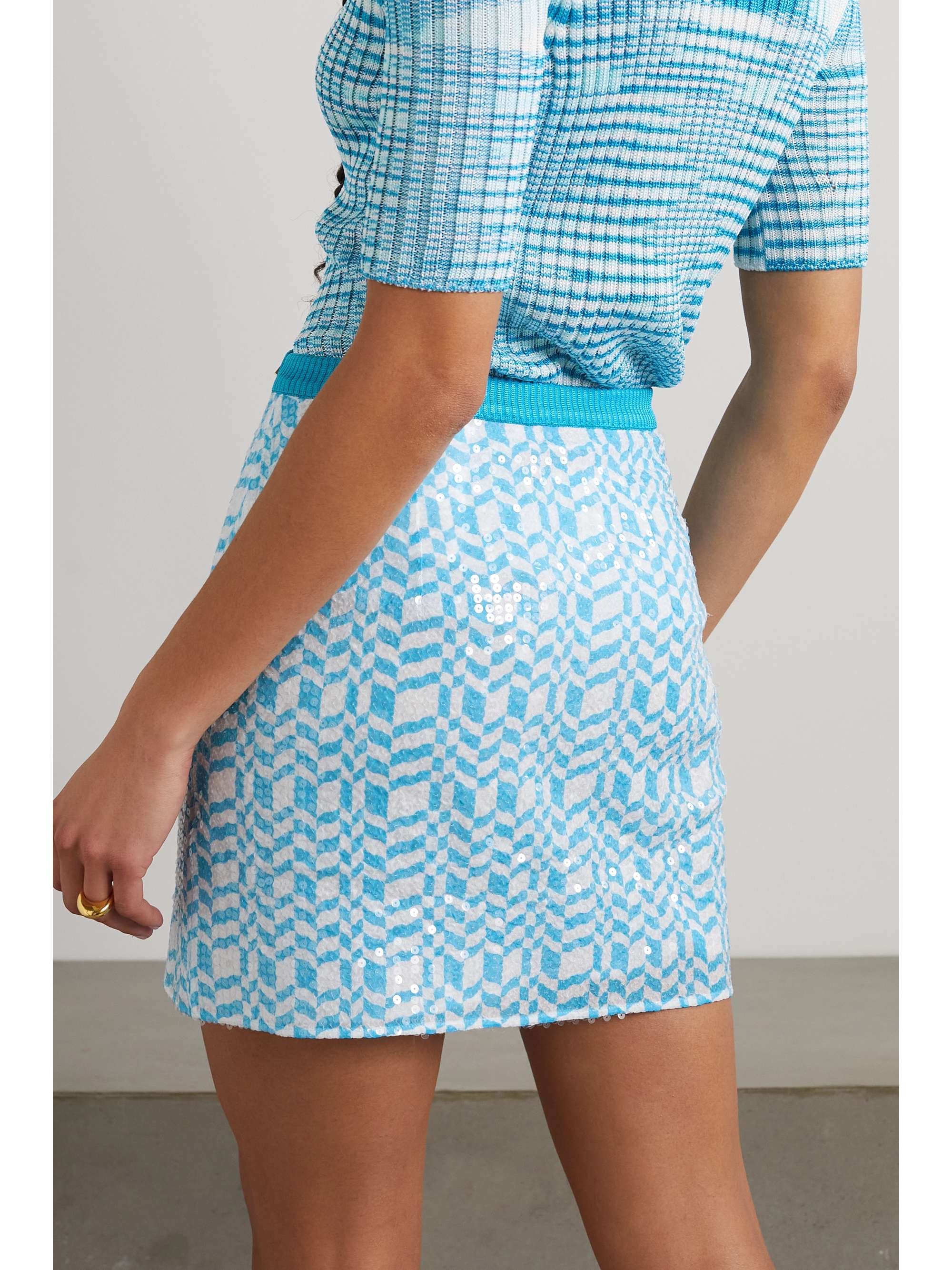 MISSONI Sequined printed silk-georgette mini wrap skirt