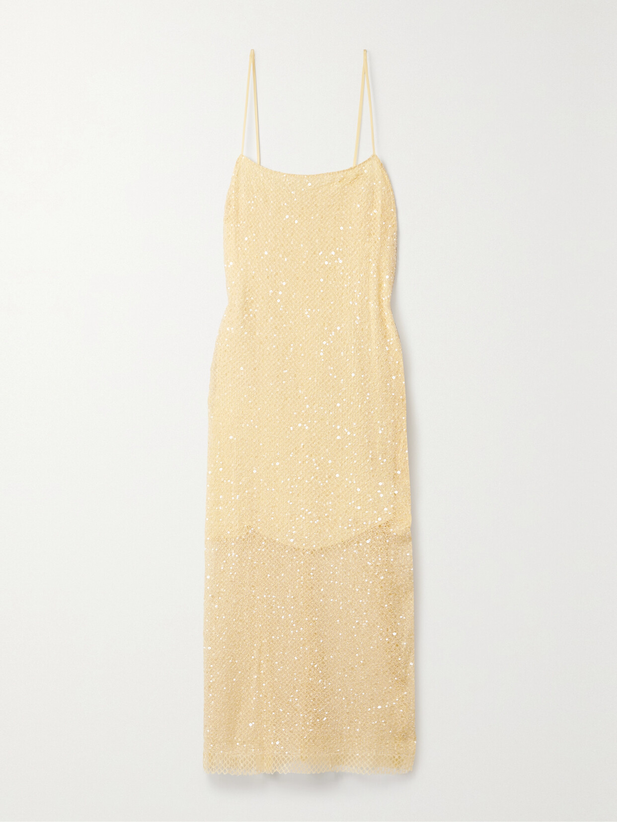 Jason Wu Collection Sequined Open-knit Midi Dress In Yellow