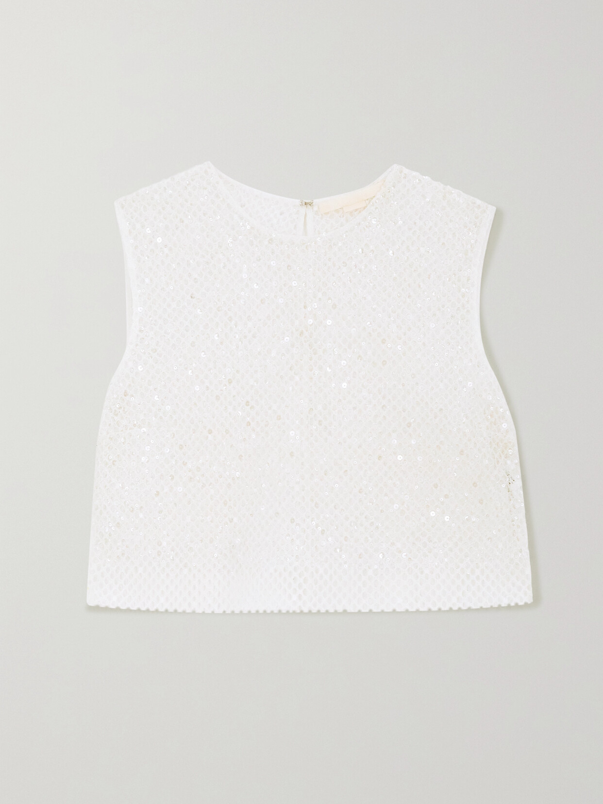 Jason Wu Collection - Sequined Mesh Top - Silver