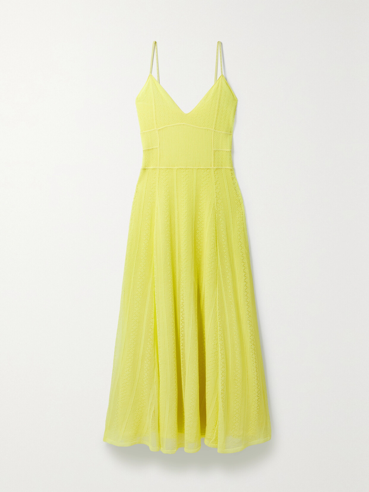 Jason Wu Collection Pointelle-knit Midi Dress In Pale Yellow