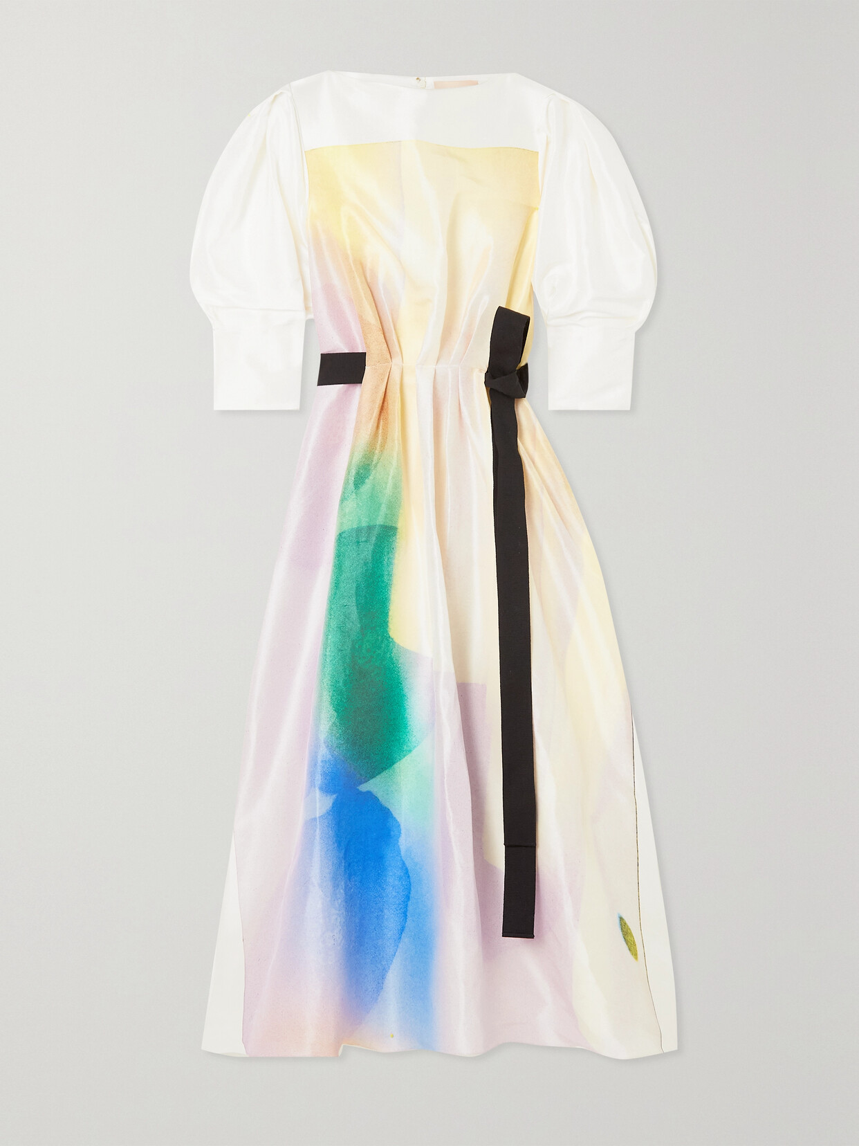 Roksanda - Zinnia Canvas-trimmed Printed Silk-dupioni Midi Dress - White