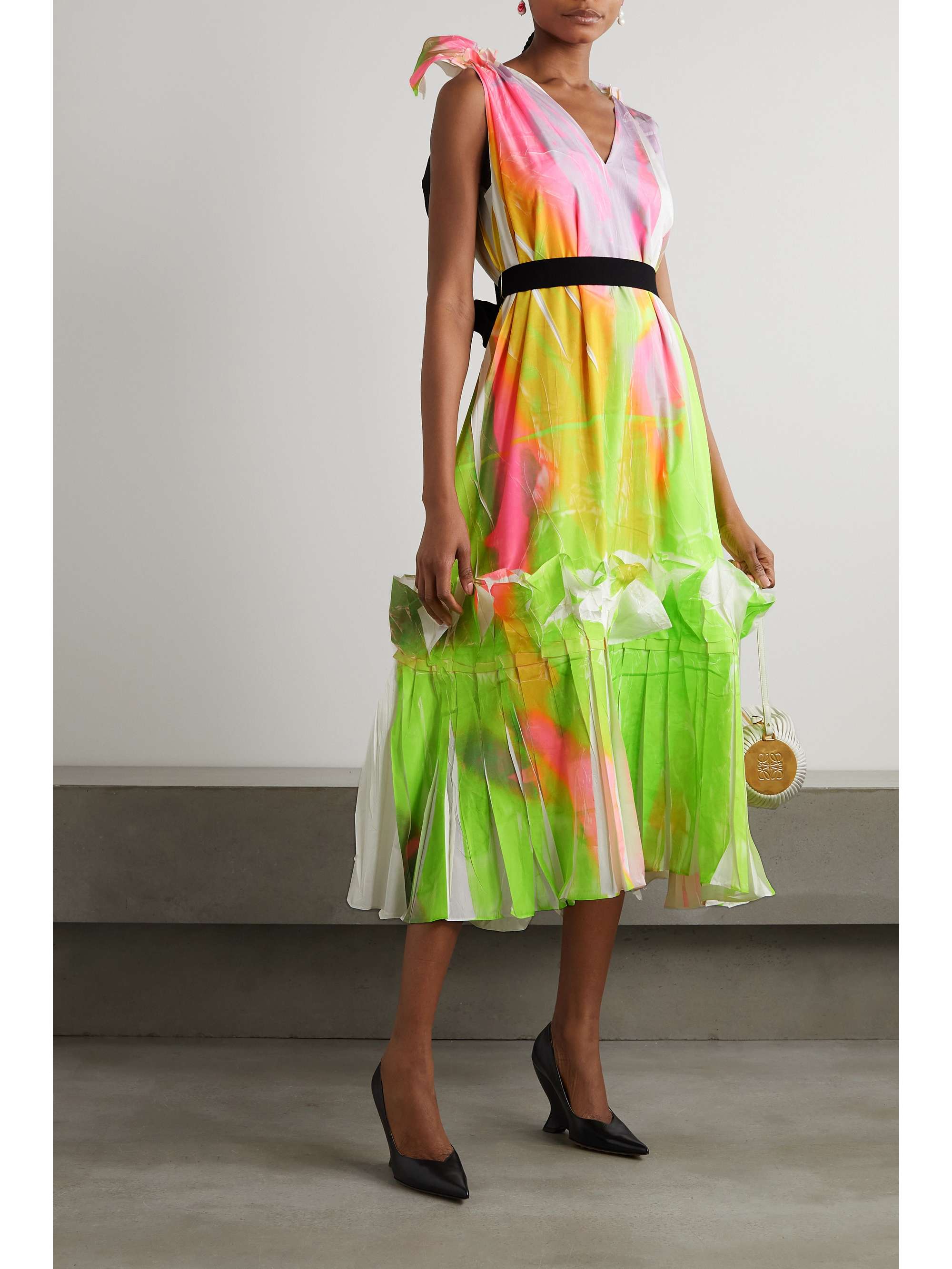 ruffled printed dress