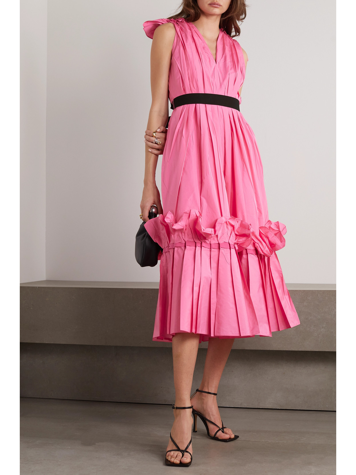 Roksanda Plunging Neckline Midi Dress In Pink