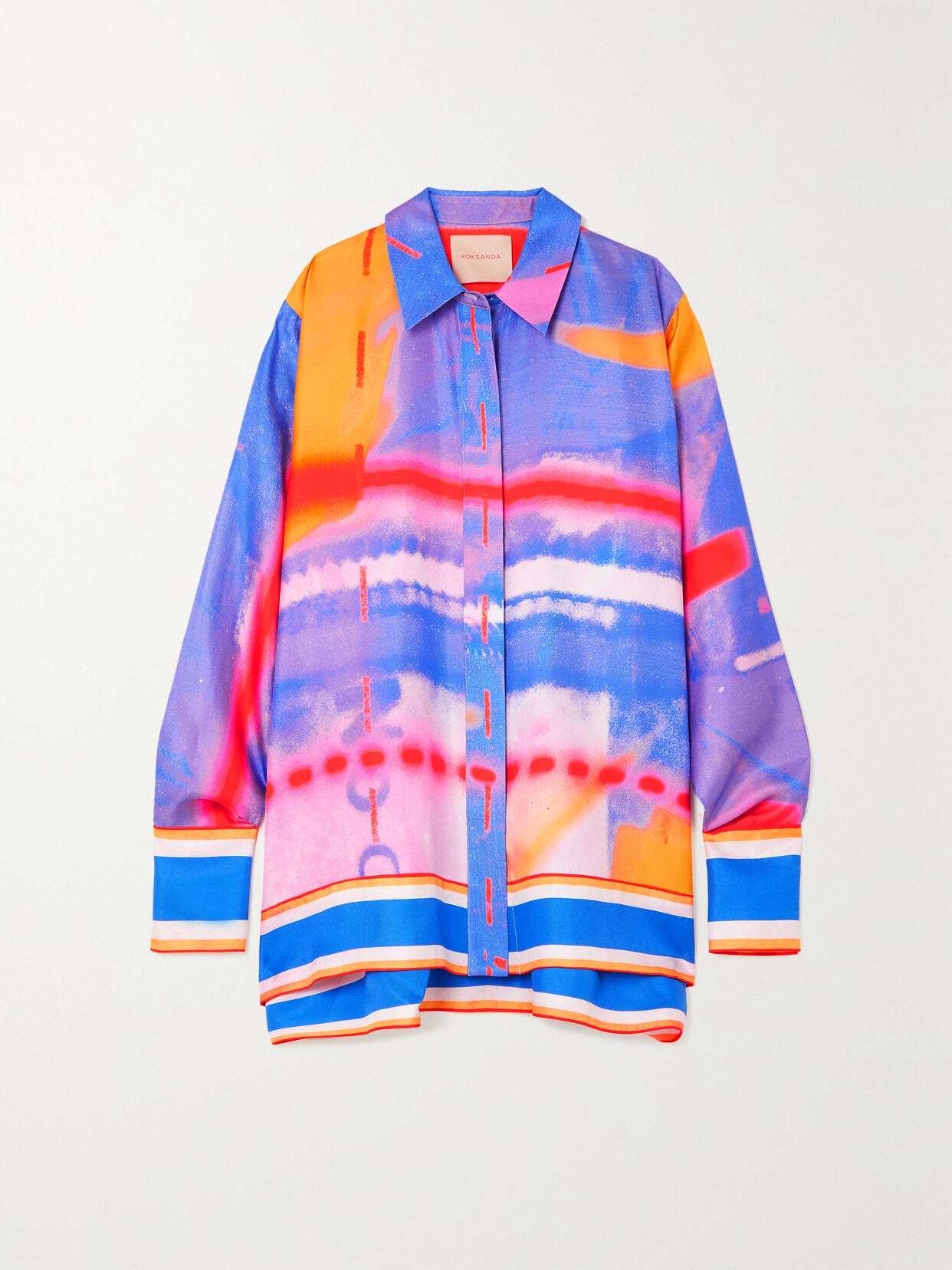 Roksanda - Ecata Oversized Printed Silk-twill Shirt - Blue