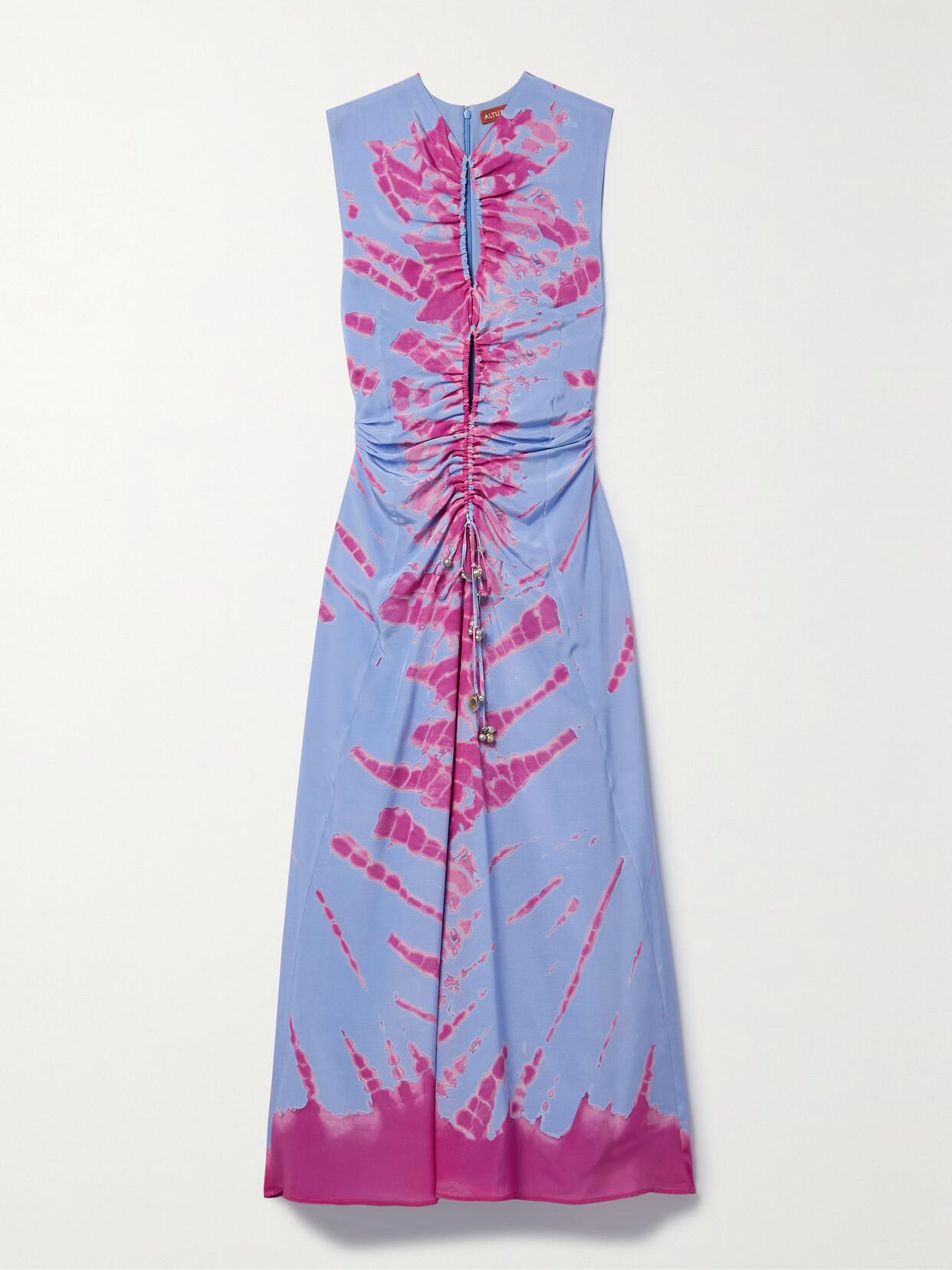 Altuzarra - Kaya Asymmetric Ruched Cutout Tie-dyed Silk Crepe De Chine Maxi Dress - Blue