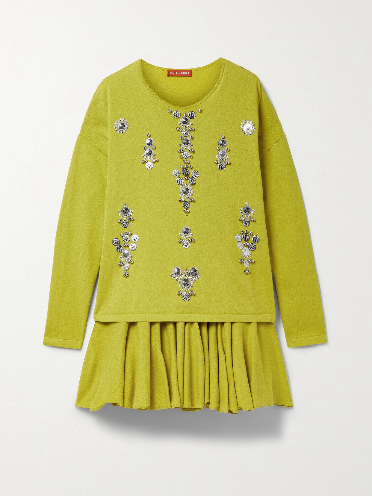 Altuzarra - Melissa Layered Embellished Pima Cotton Mini Dress - Yellow