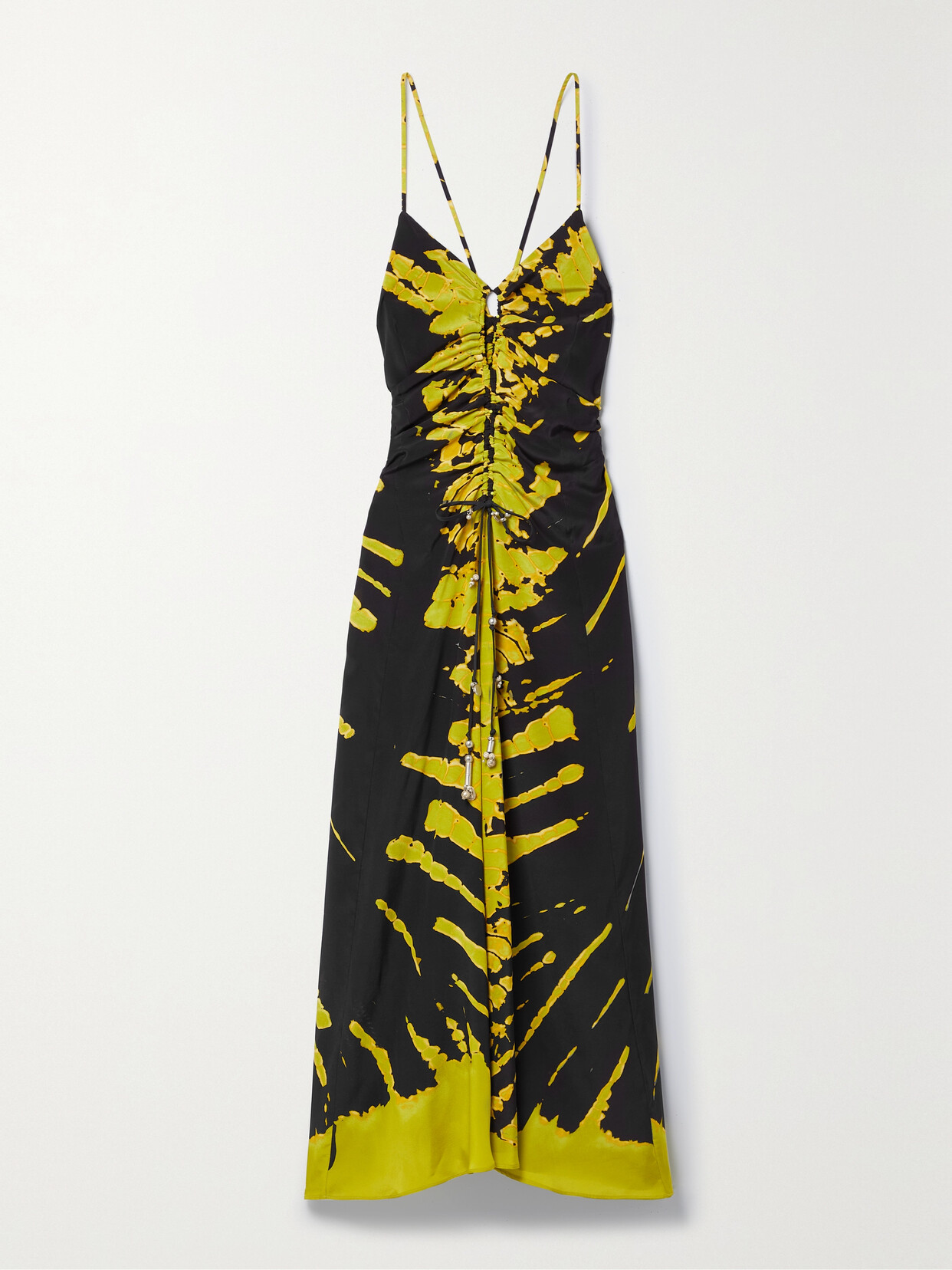 ALTUZARRA CHIKADI RUCHED CUTOUT TIE-DYED SILK CREPE DE CHINE MAXI DRESS