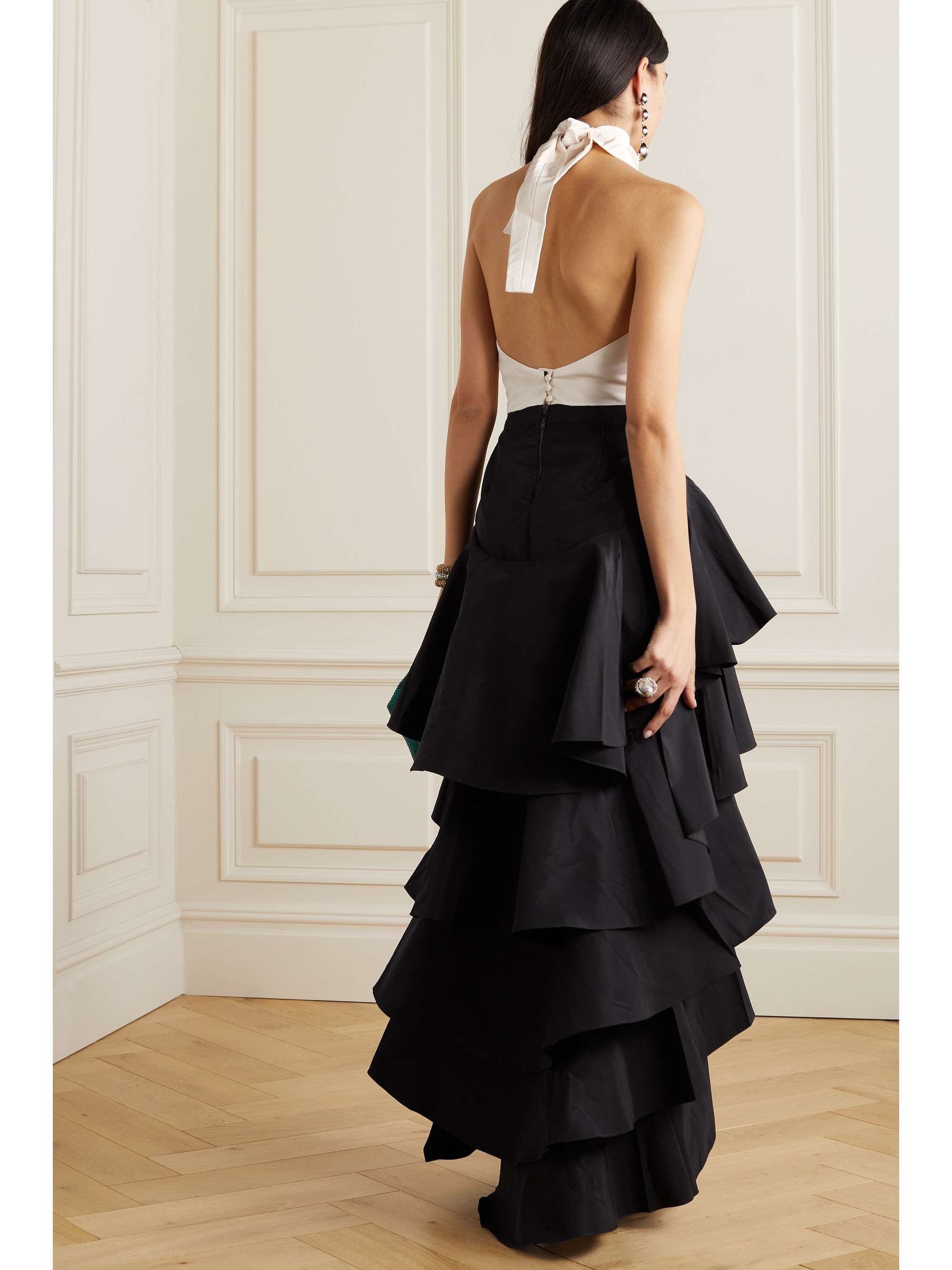 JOHANNA ORTIZ Kelsang two-tone silk-faille halterneck maxi dress
