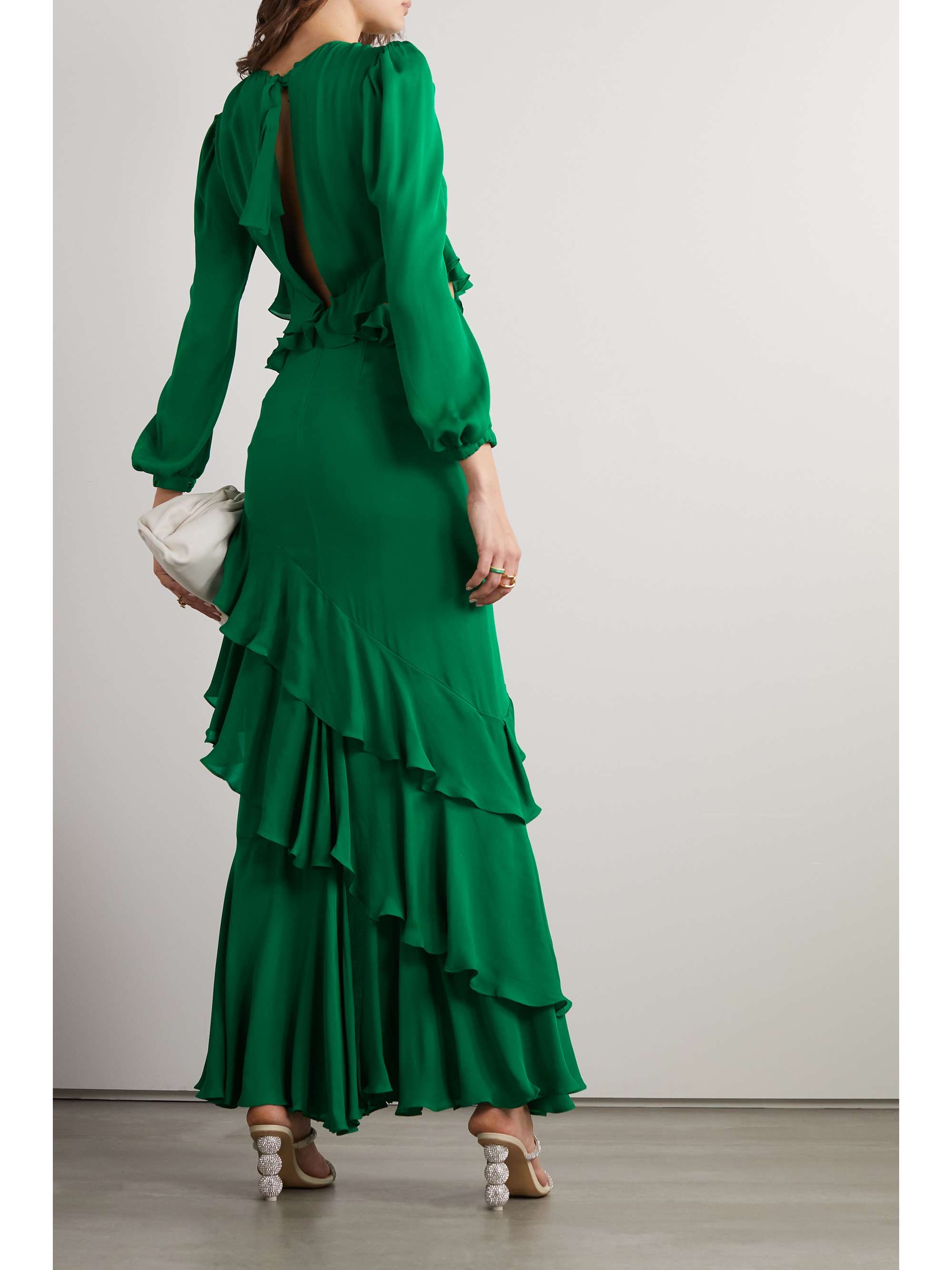 JOHANNA ORTIZ Claves Gitanos ruffled cutout silk-voile maxi dress