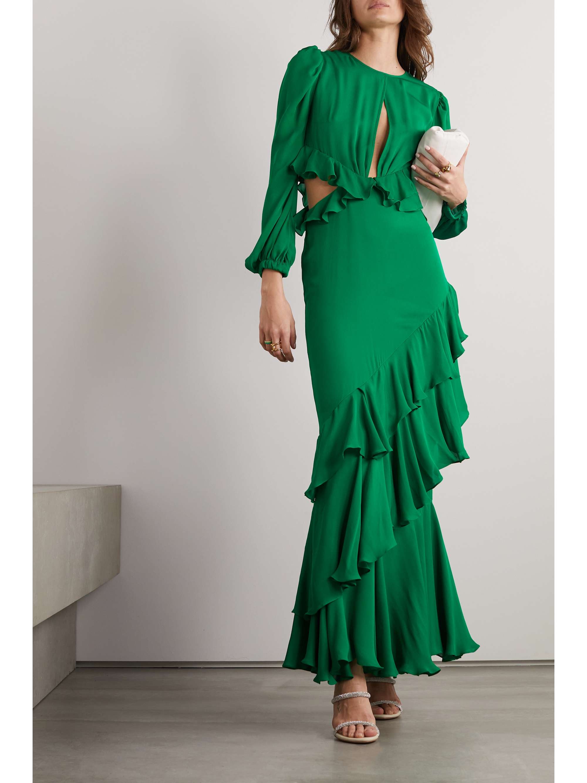 JOHANNA ORTIZ Claves Gitanos ruffled cutout silk-voile maxi dress