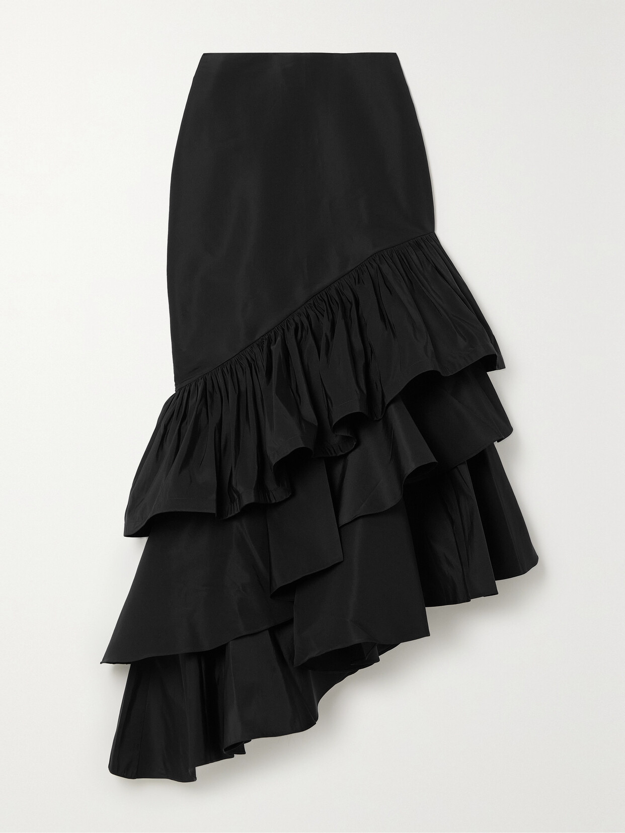 Johanna Ortiz - Spring Festival Ruffled Asymmetric Silk Skirt - Black