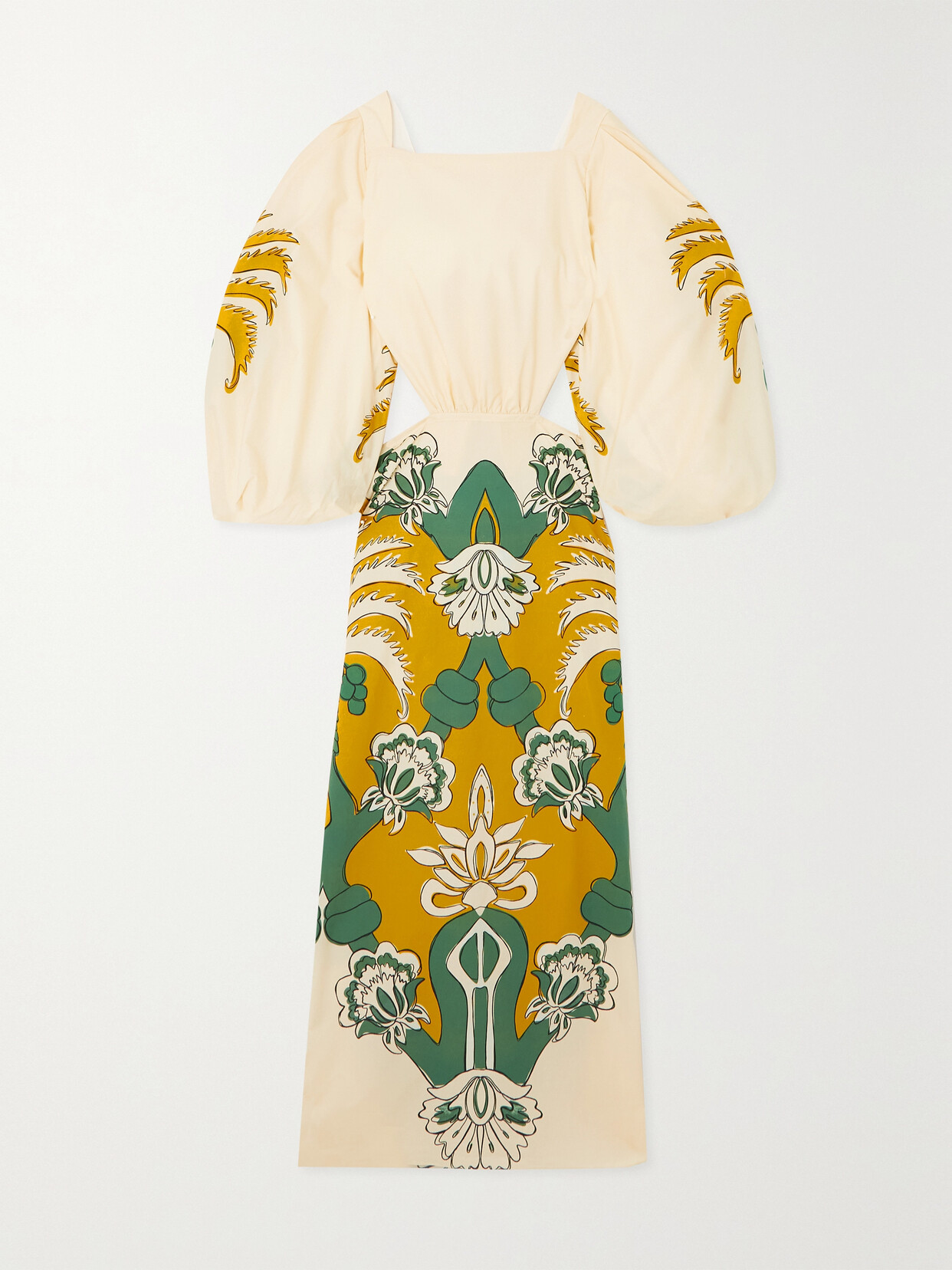 Johanna Ortiz The Lotus Printed Organic Cotton-poplin Midi Dress - Cream