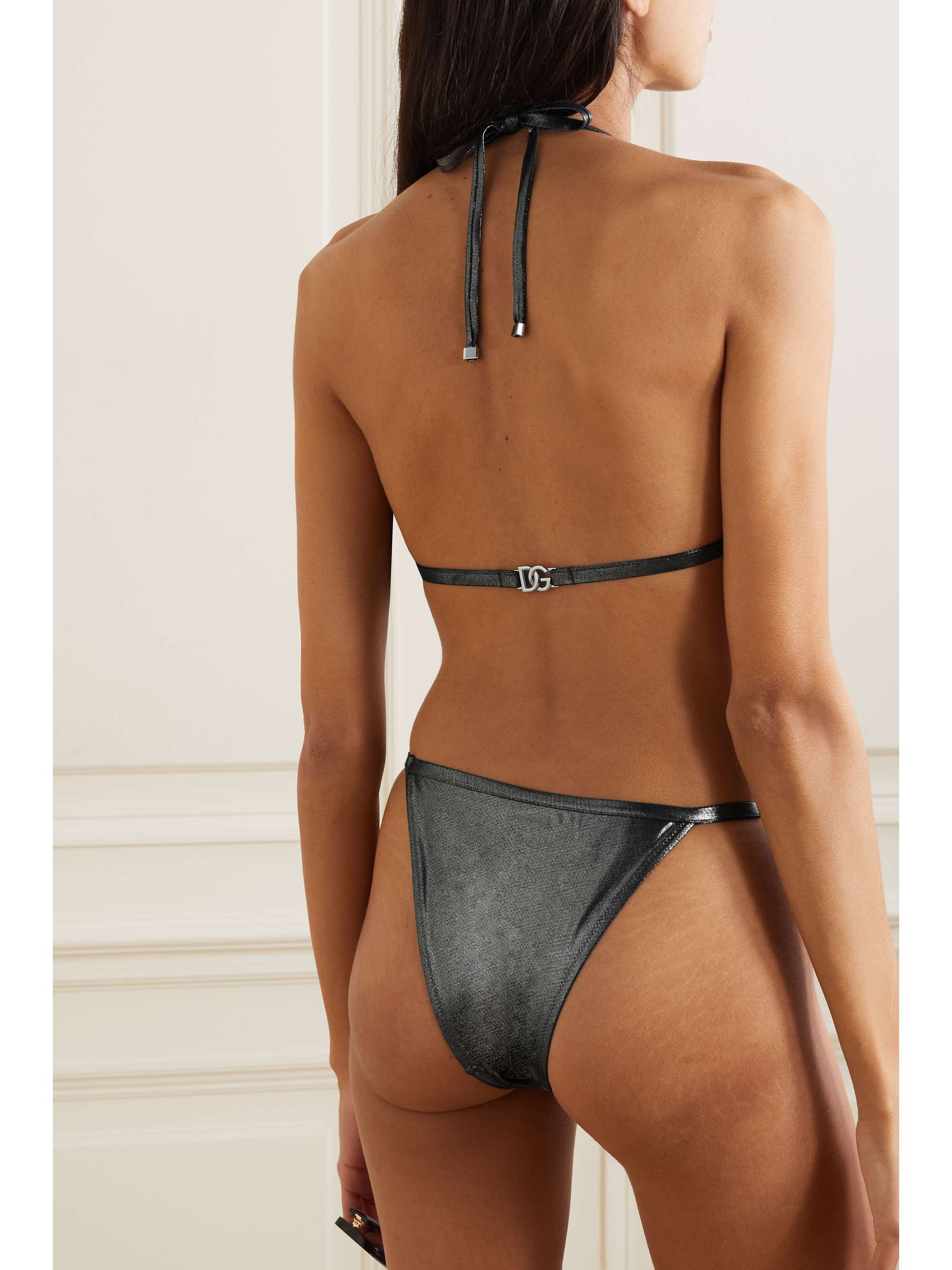 DOLCE&GABBANA Embellished metallic triangle bikini