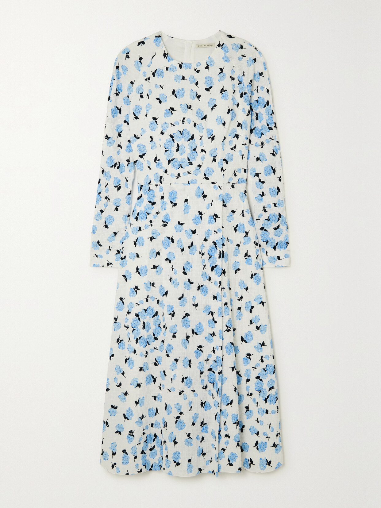 Emilia Wickstead - Tazmin Floral-print Textured Stretch-cotton Midi Dress - Blue