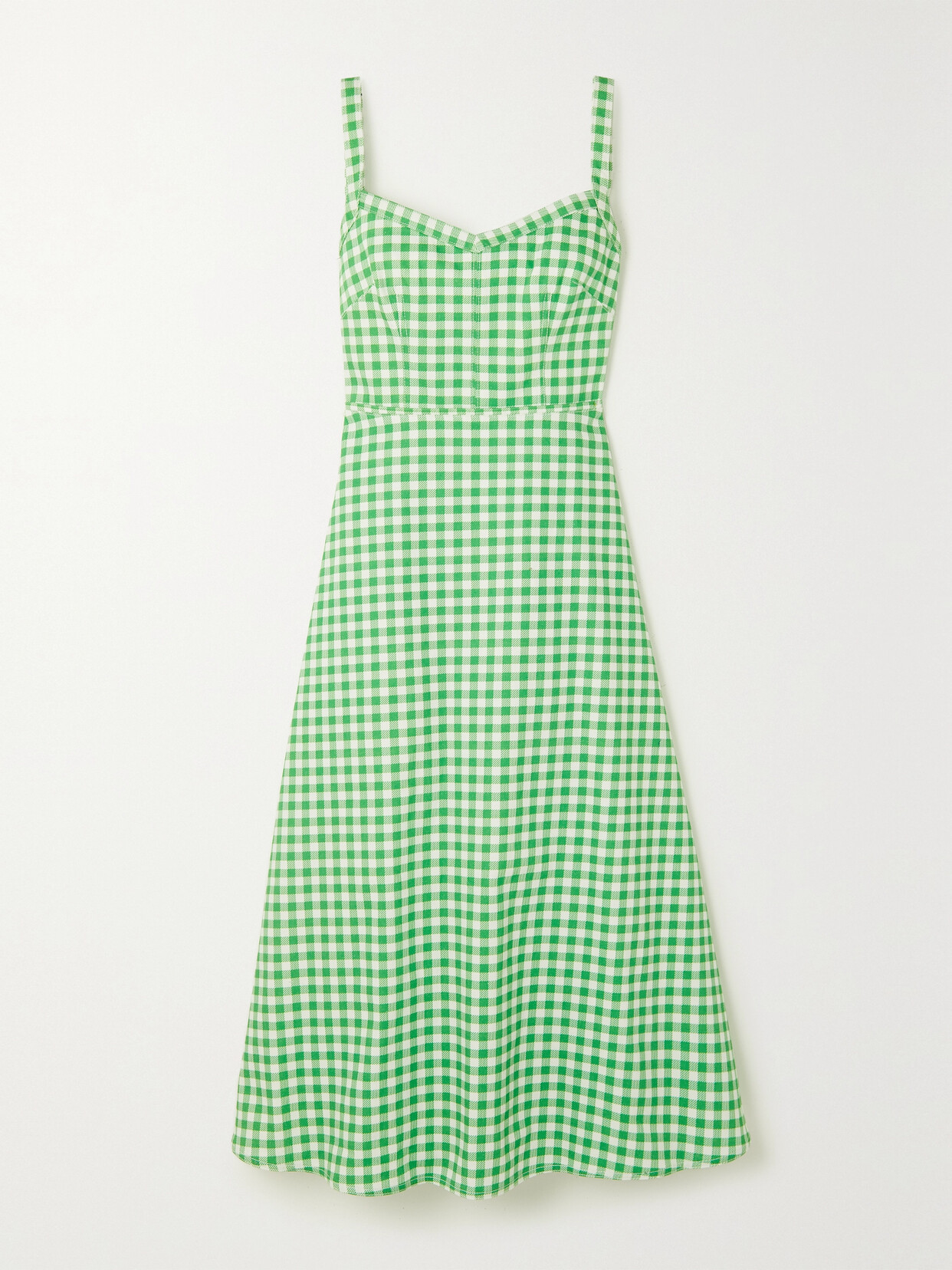 Emilia Wickstead - Elvita Gingham Denim Midi Dress - Green