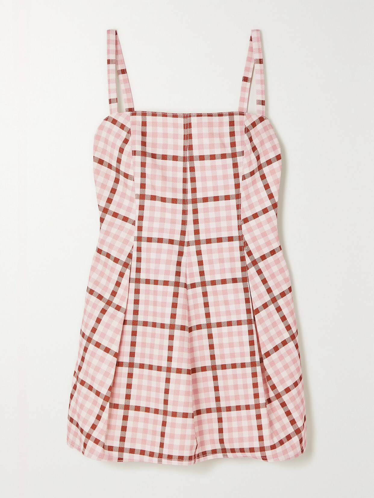 Emilia Wickstead - Eris Pleated Gingham Denim Mini Dress - Pink