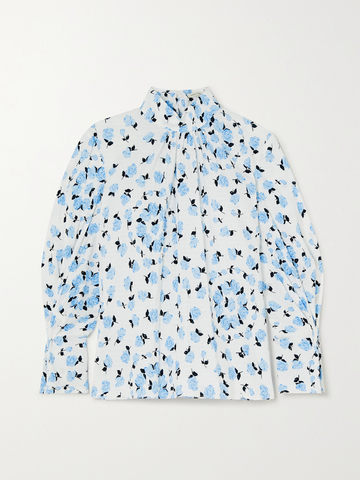Emilia Wickstead Venice Floral-print Textured Stretch-cotton Blouse - Blue