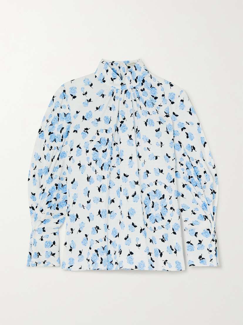 Emilia Wickstead Venice Floral-print Textured Stretch-cotton Blouse - UK 18