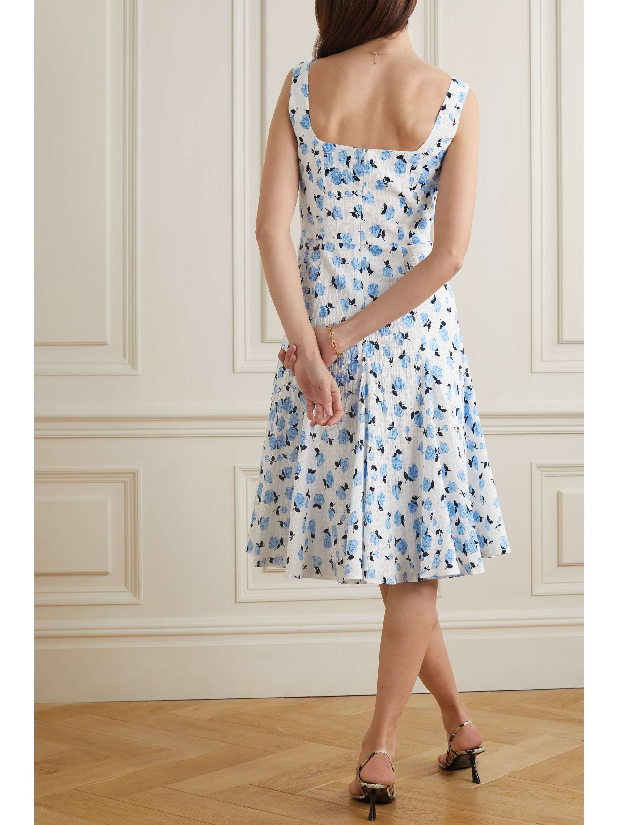 EMILIA WICKSTEAD Dena floral-print textured stretch-cotton midi dress