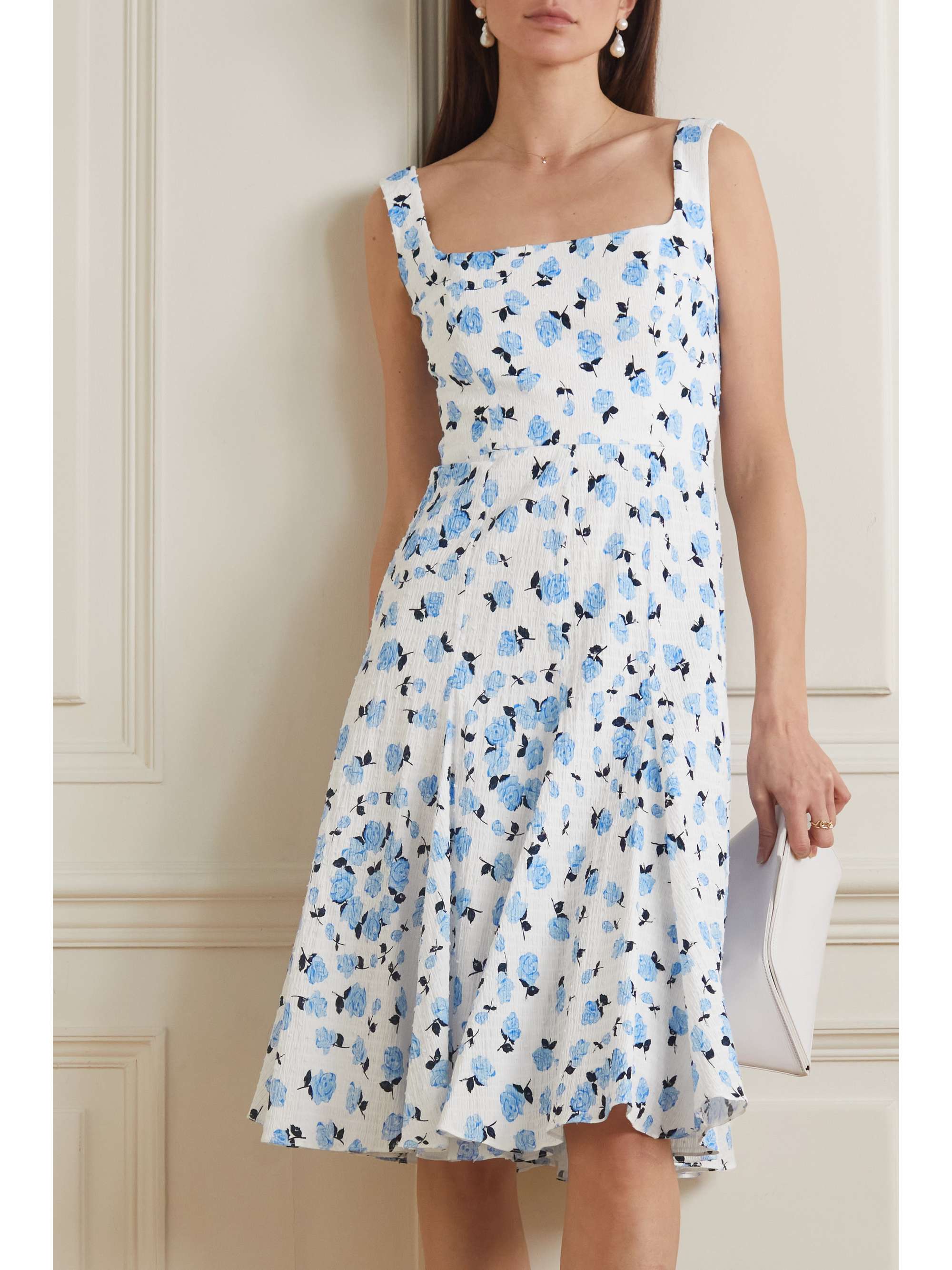 EMILIA WICKSTEAD Dena floral-print textured stretch-cotton midi dress ...