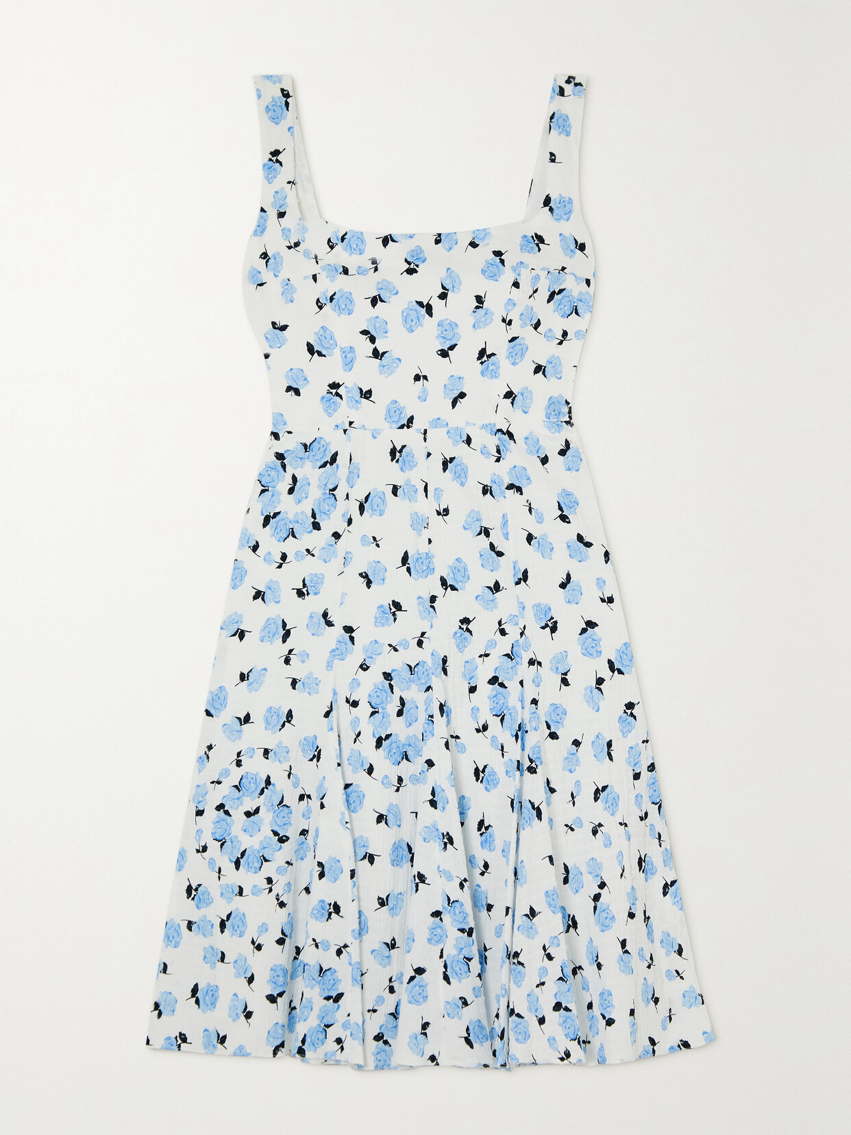 Emilia Wickstead - Dena Floral-print Textured Stretch-cotton Midi Dress - Blue