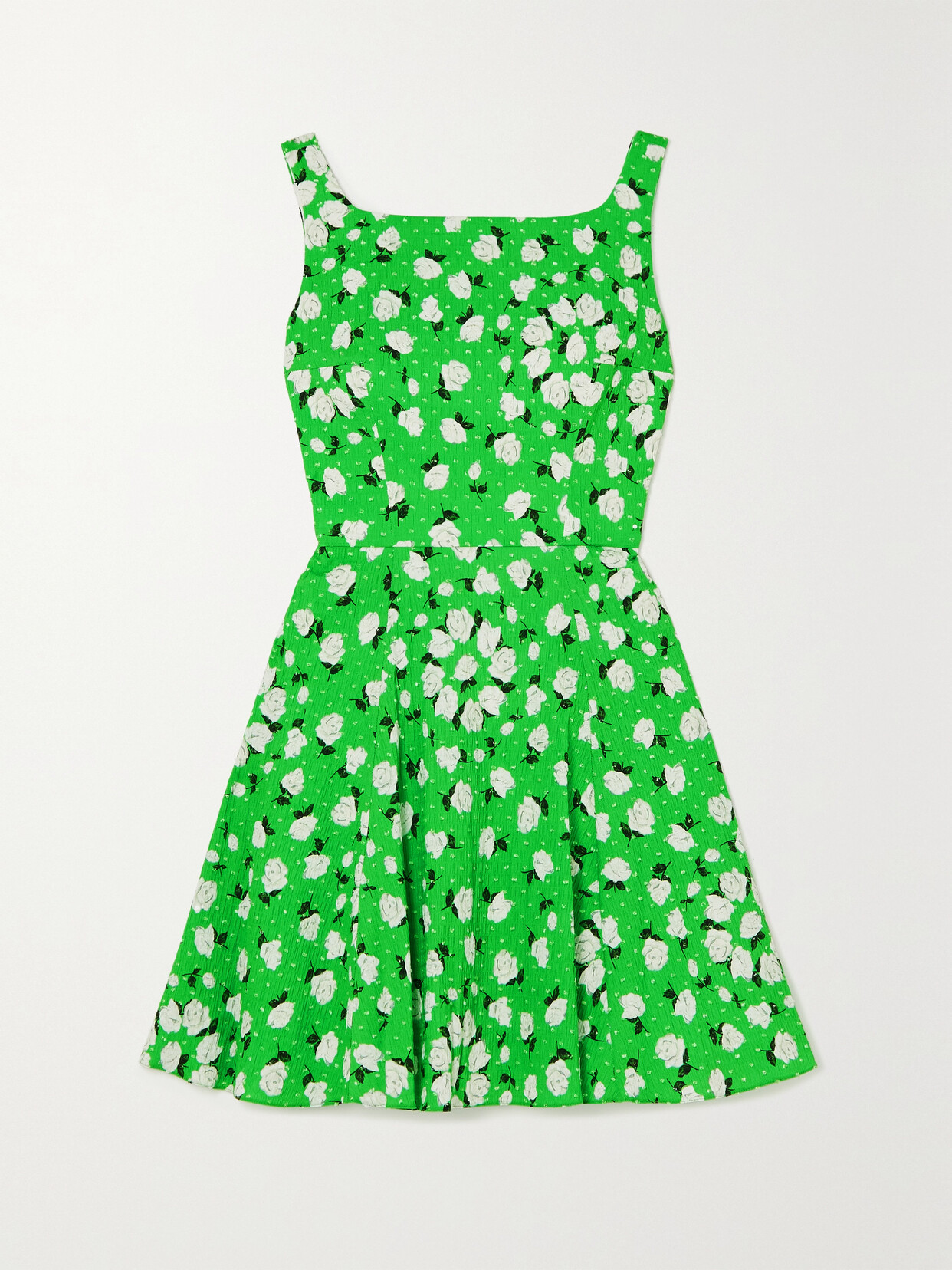 Emilia Wickstead - Panna Floral-print Textured Stretch-cotton Mini Dress - Green