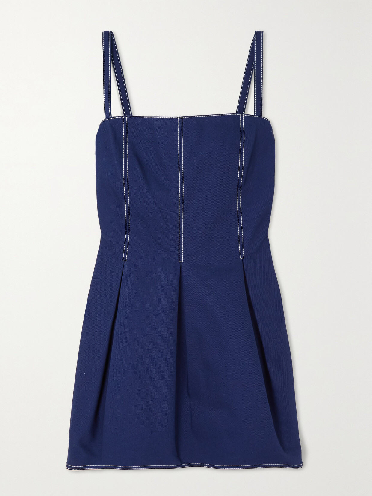 Emilia Wickstead - Eris Pleated Denim Mini Dress - Blue