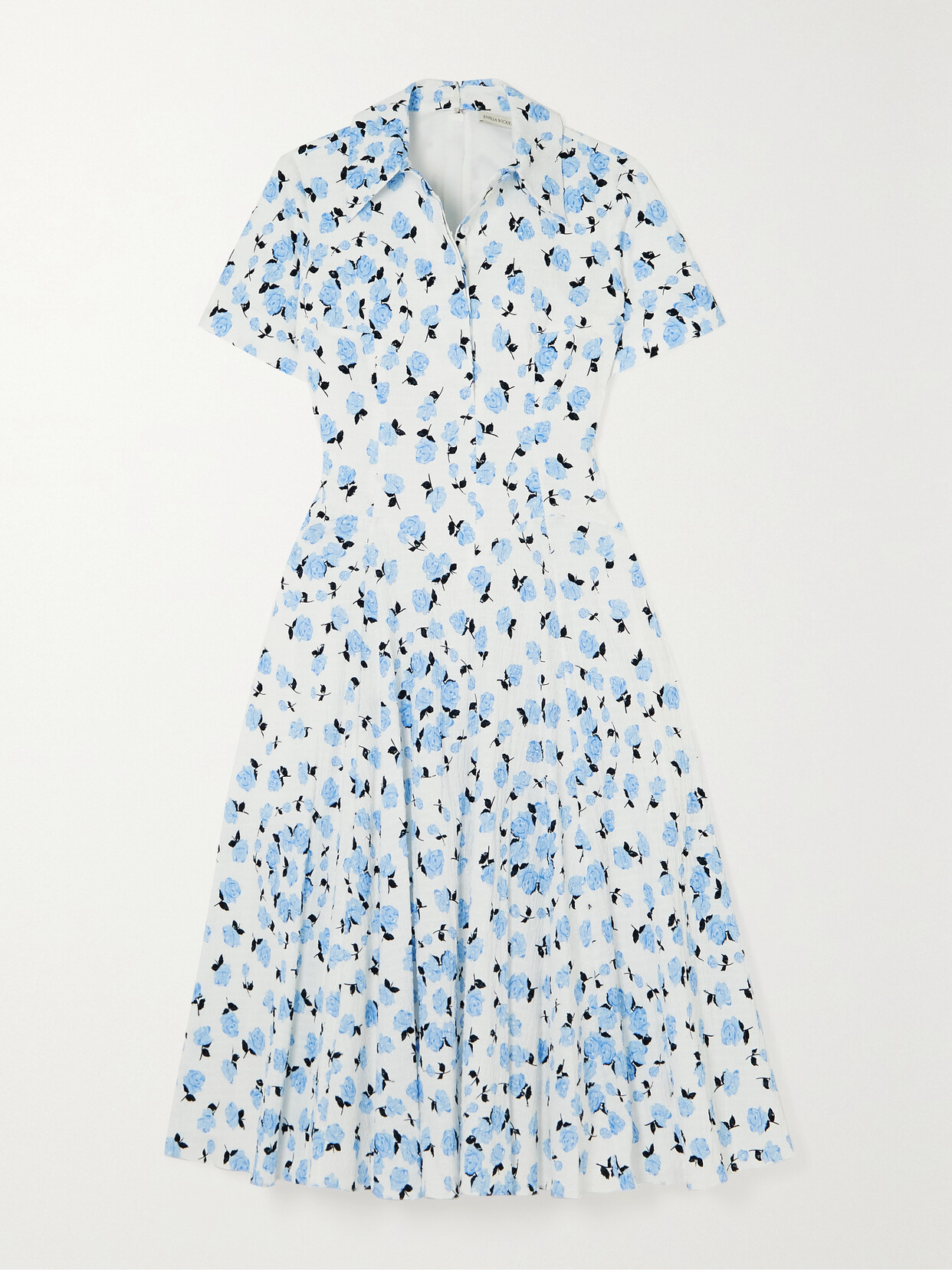 Emilia Wickstead - Jody Floral-print Textured Stretch-cotton Midi Shirt Dress - Blue