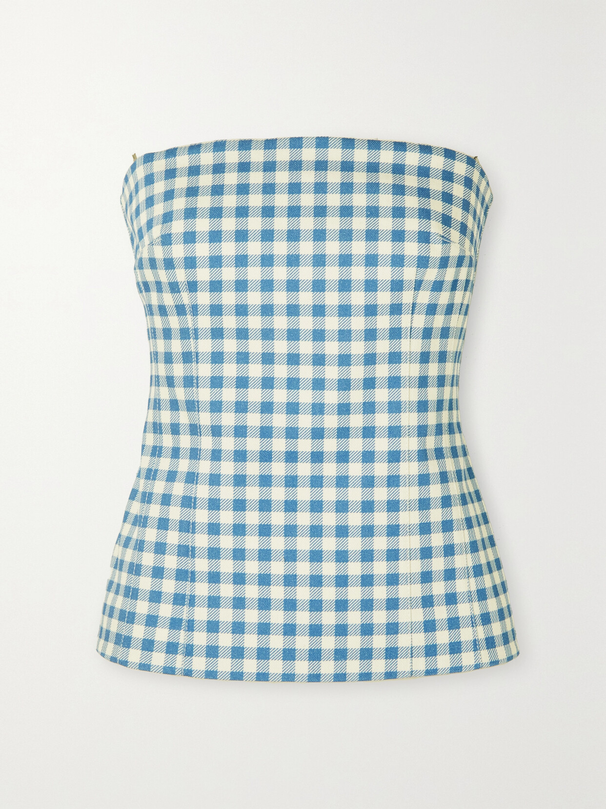 Emilia Wickstead - Kerina Strapless Gingham Denim Bustier Top - Blue