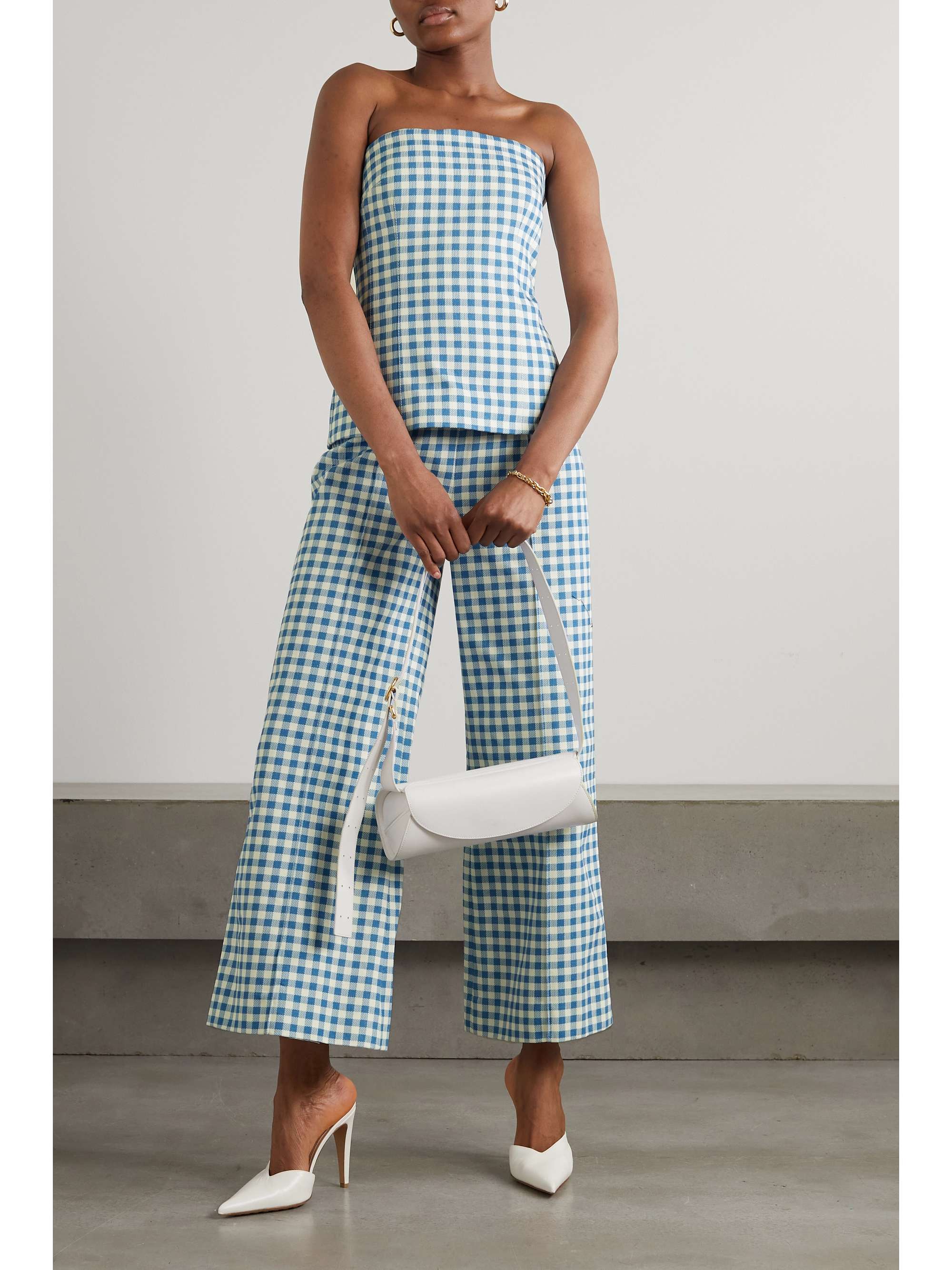 EMILIA WICKSTEAD Kerina strapless gingham denim bustier top NET