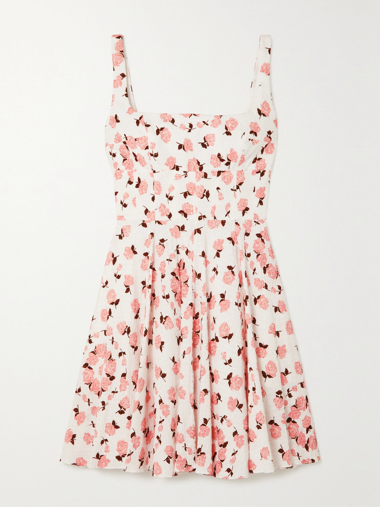 Emilia Wickstead - Mini Mona Floral-print Textured Stretch-cotton Mini Dress - Pink